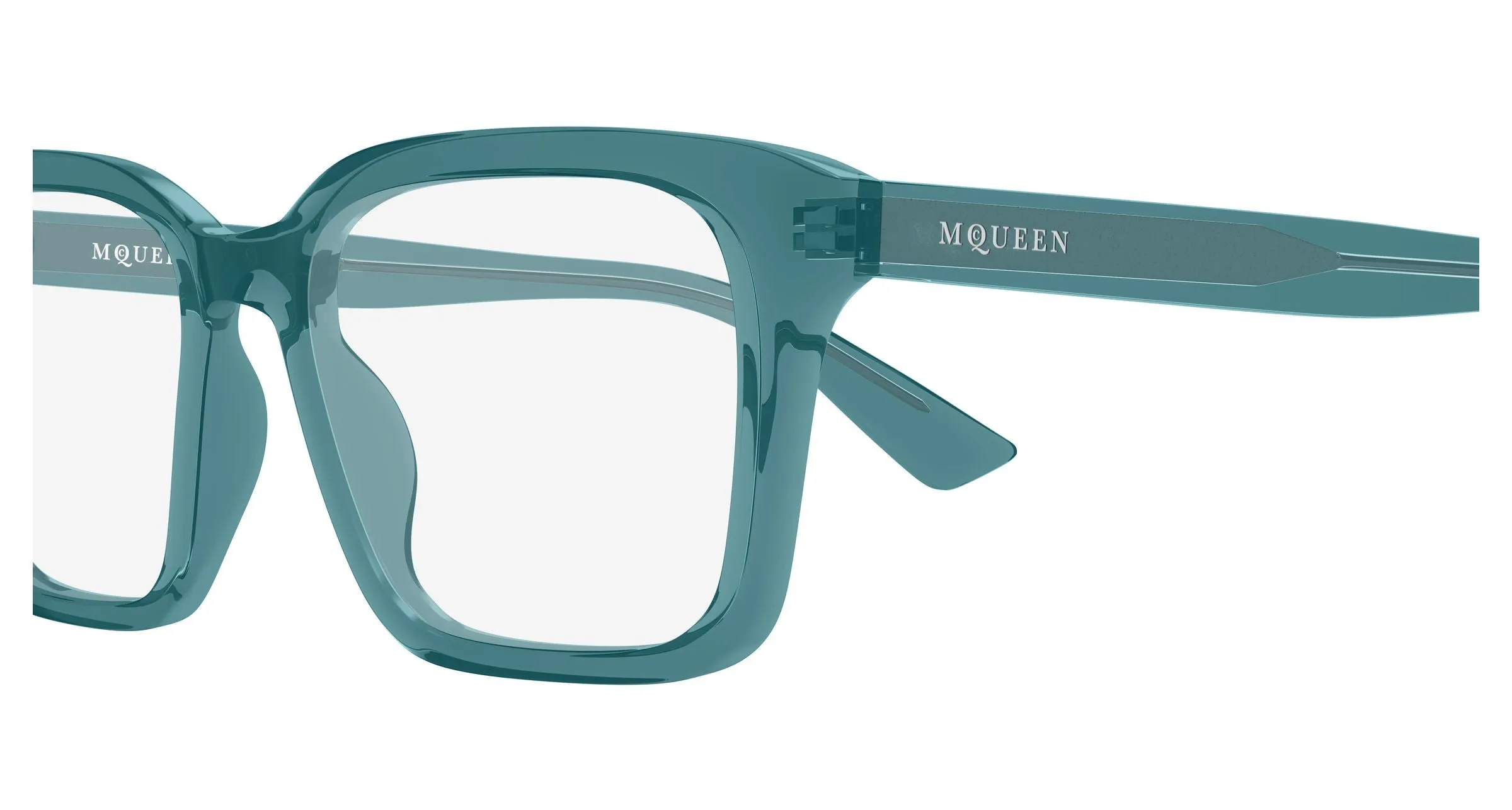 Alexander McQueen AM0566O 005 Montature da vista Acetato Blu Trasparente Squadrata - immagine 3