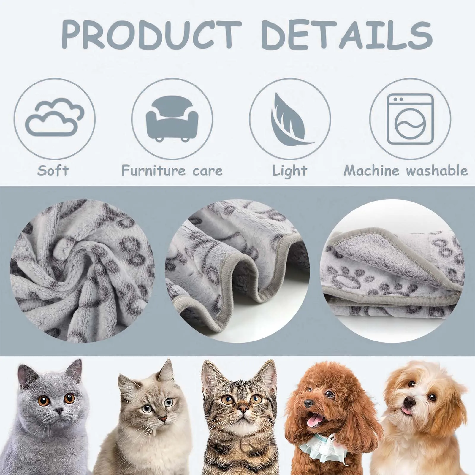 CIYIN 3 Pezzi Coperta Cane, Copertina per Animali,Copertina Cane Lavabile,Animali Domestici Coper tina Gatto,Coper tina per Cani Gatti Piccola e Media Taglia (C3, 104x76cm) - immagine 3