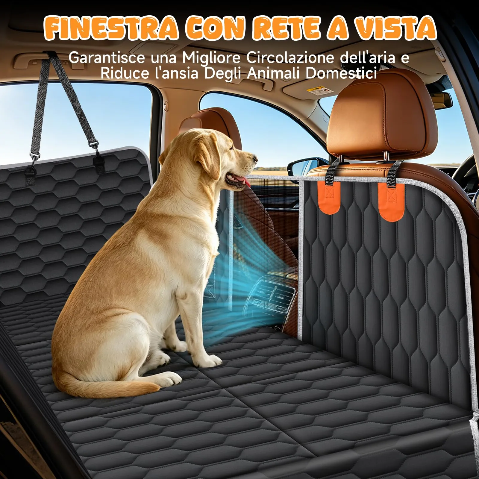 OneAmg Coprisedile Auto per Cani 6 Basi Rinforzate, Oxford Impermeabile - immagine 4
