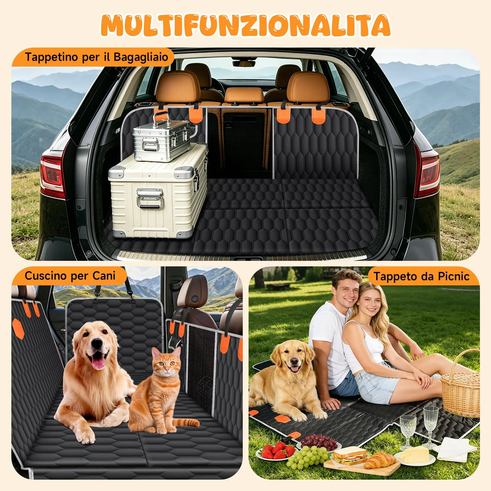 OneAmg Coprisedile Auto per Cani 6 Basi Rinforzate, Oxford Impermeabile - immagine 7