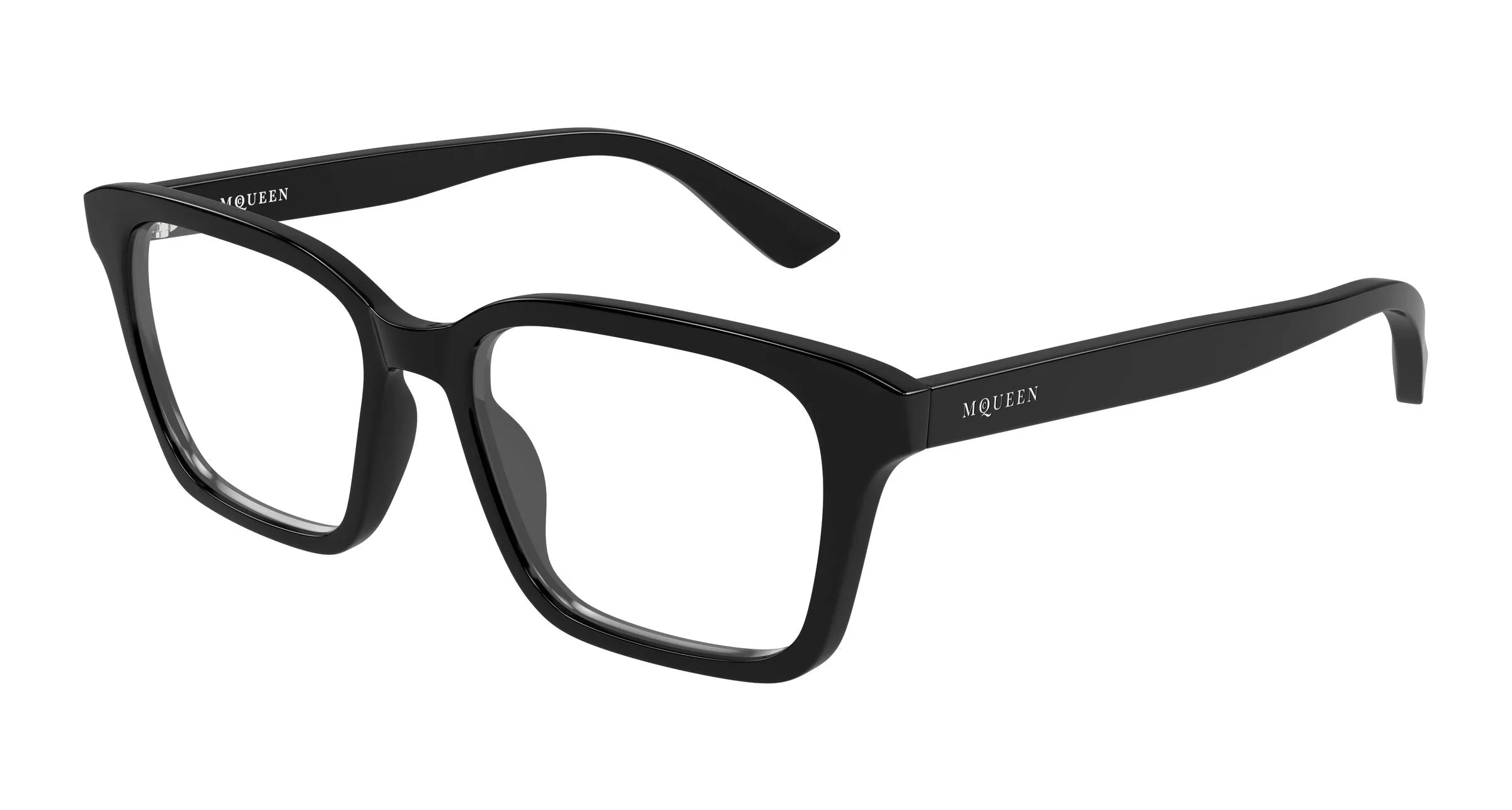 Alexander McQueen AM0566O 001 Montature da vista Acetato Nero Trasparente Squadrata - immagine 1
