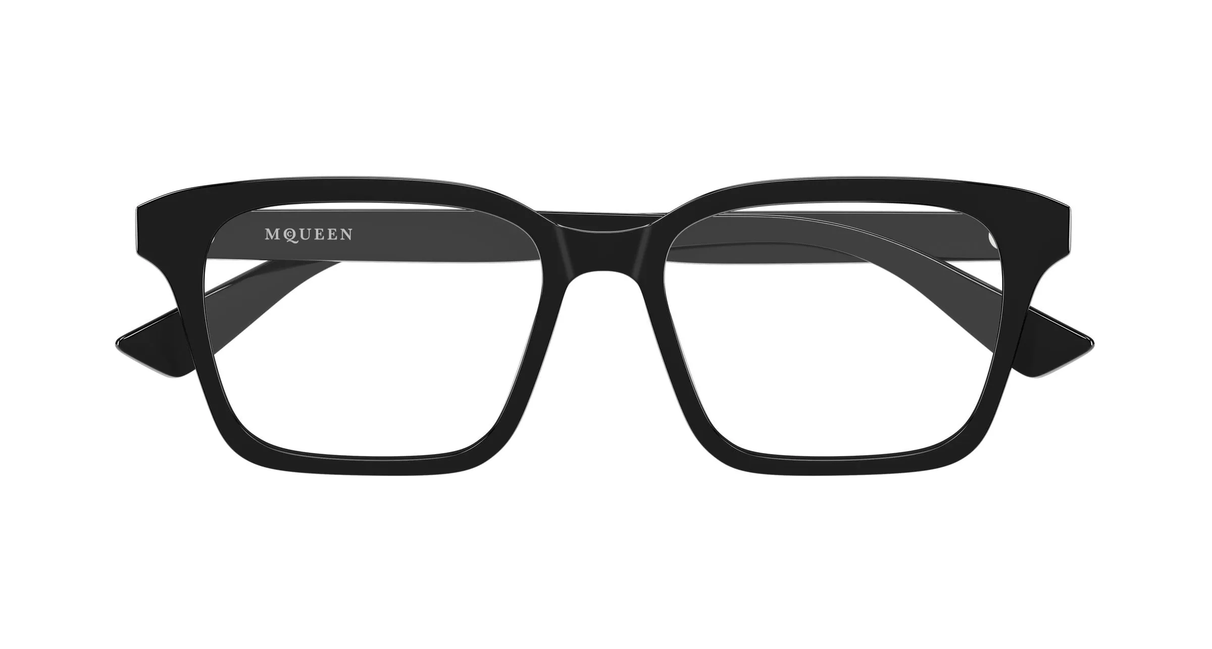 Alexander McQueen AM0566O 001 Montature da vista Acetato Nero Trasparente Squadrata - immagine 2