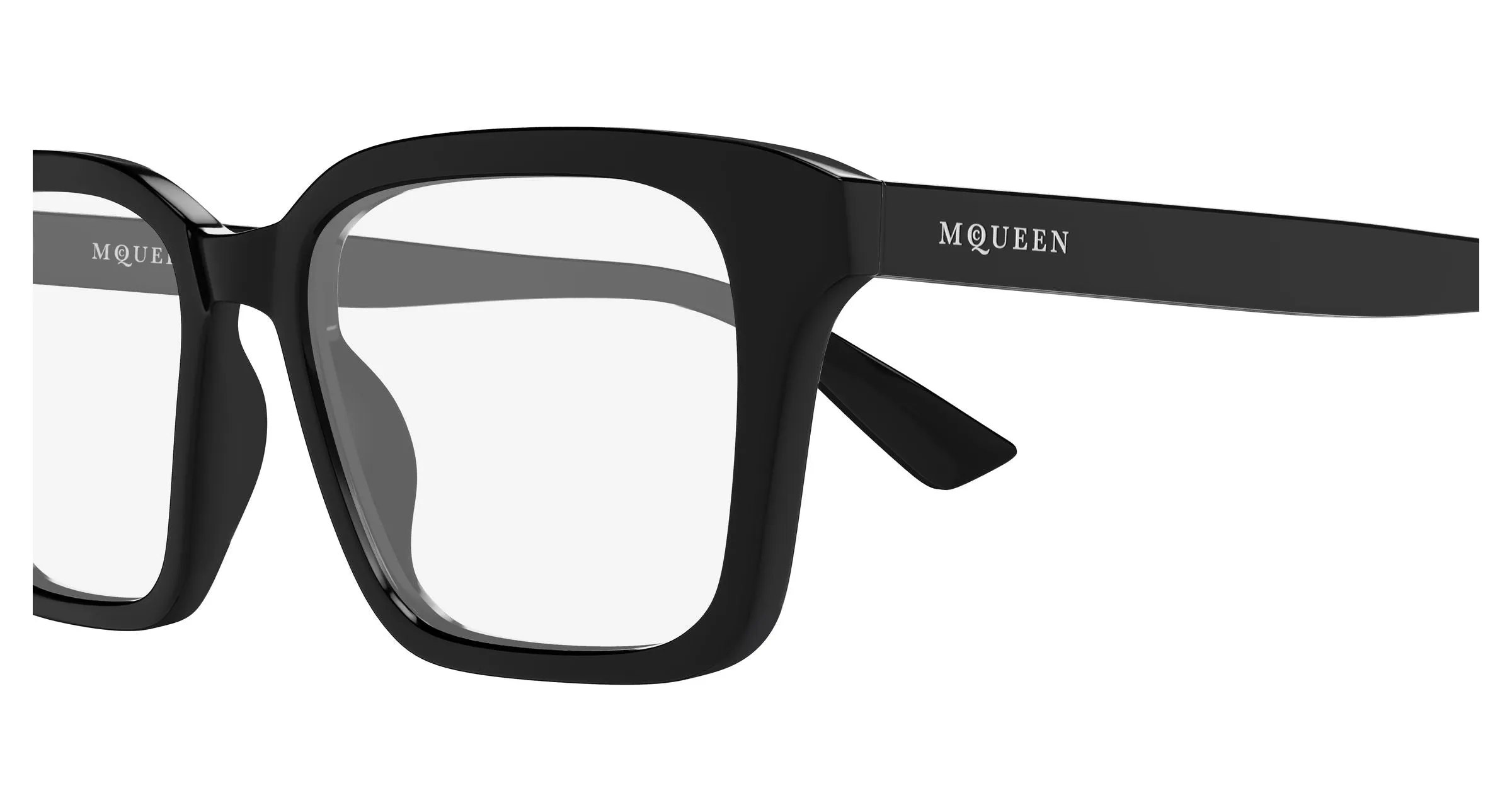 Alexander McQueen AM0566O 001 Montature da vista Acetato Nero Trasparente Squadrata - immagine 3
