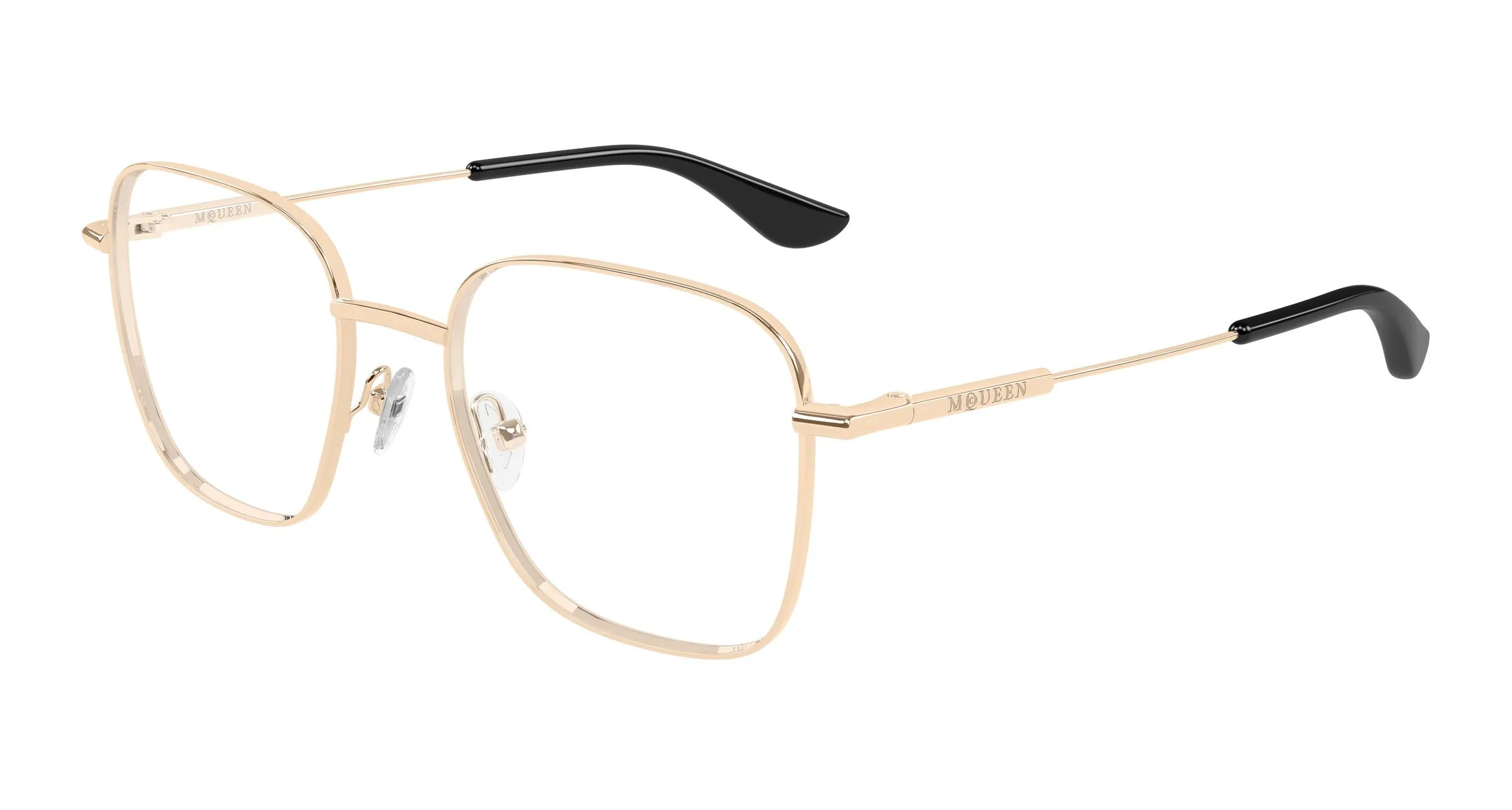 Alexander McQueen AM0565O 003 Montature da vista Metallo Oro Trasparente Squadrata - immagine 1