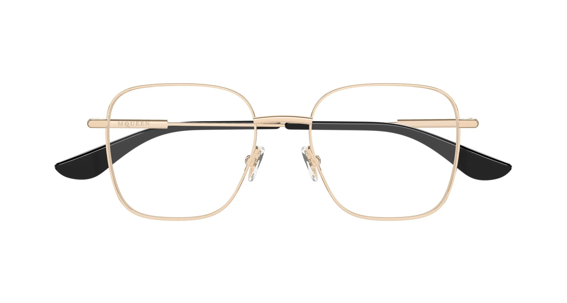 Alexander McQueen AM0565O 003 Montature da vista Metallo Oro Trasparente Squadrata - immagine 2
