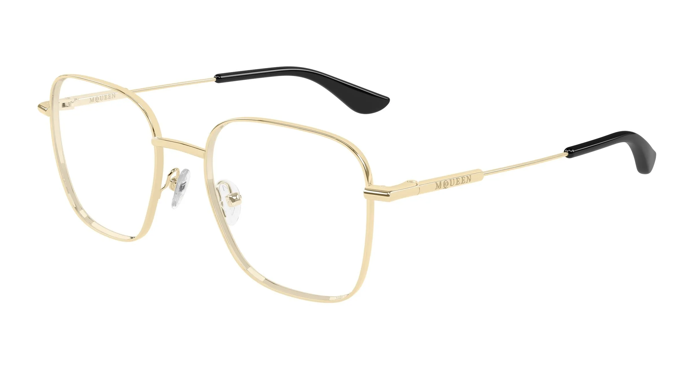 Alexander McQueen AM0565O 002 Montature da vista Metallo Oro Trasparente Squadrata - immagine 1