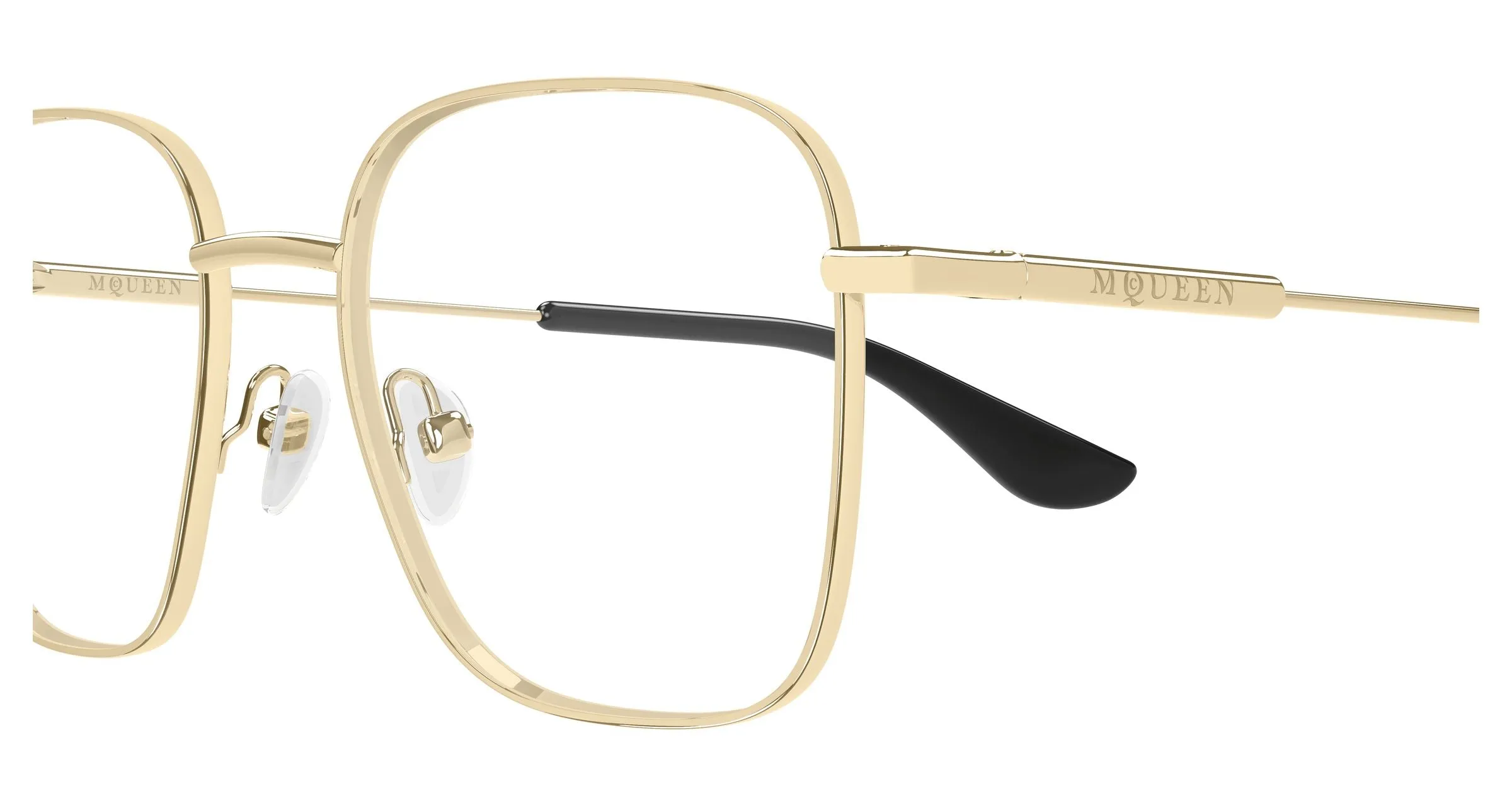 Alexander McQueen AM0565O 002 Montature da vista Metallo Oro Trasparente Squadrata - immagine 3
