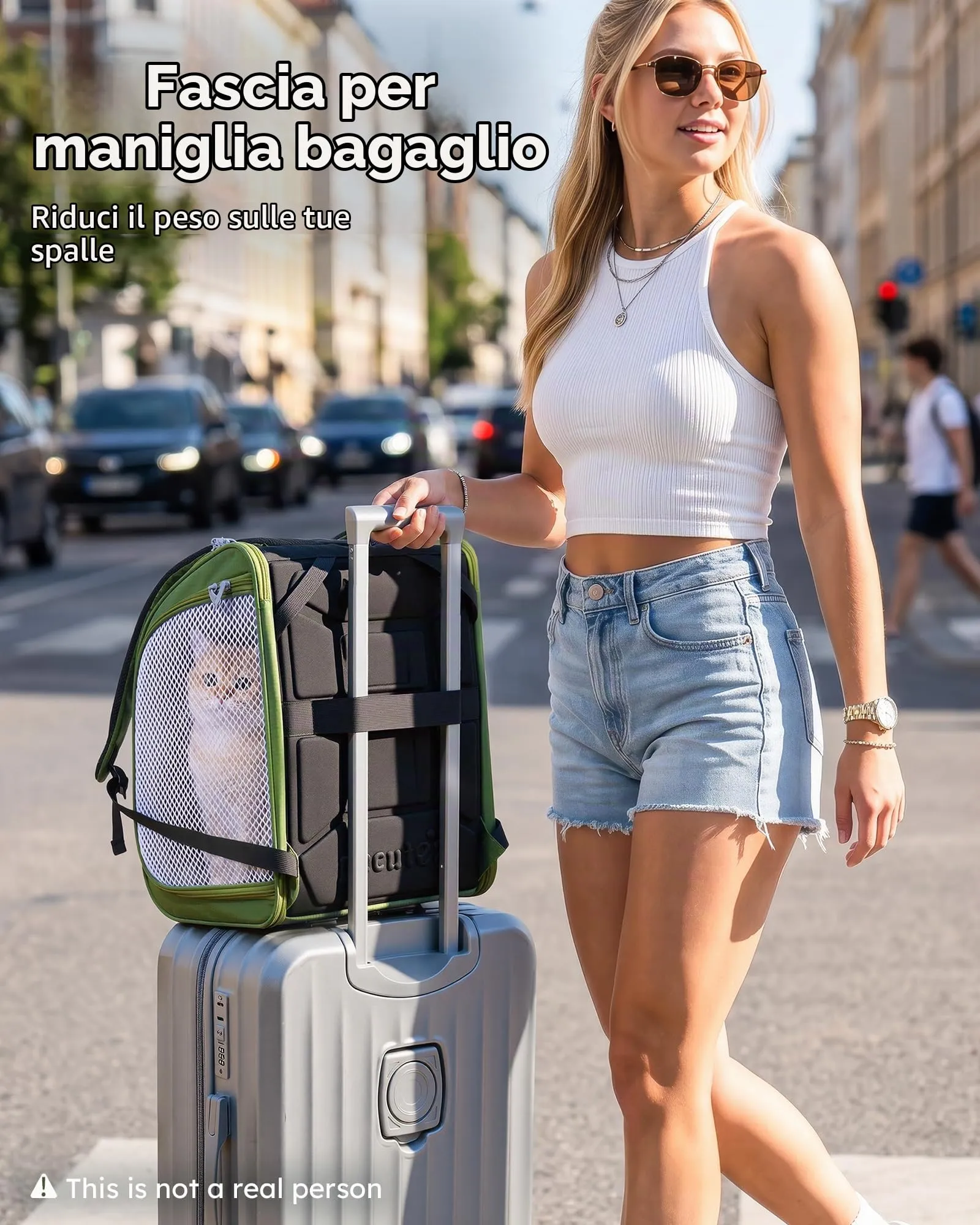 Pecute Zaino per gatti, spazioso e traspirante, verde - immagine 7