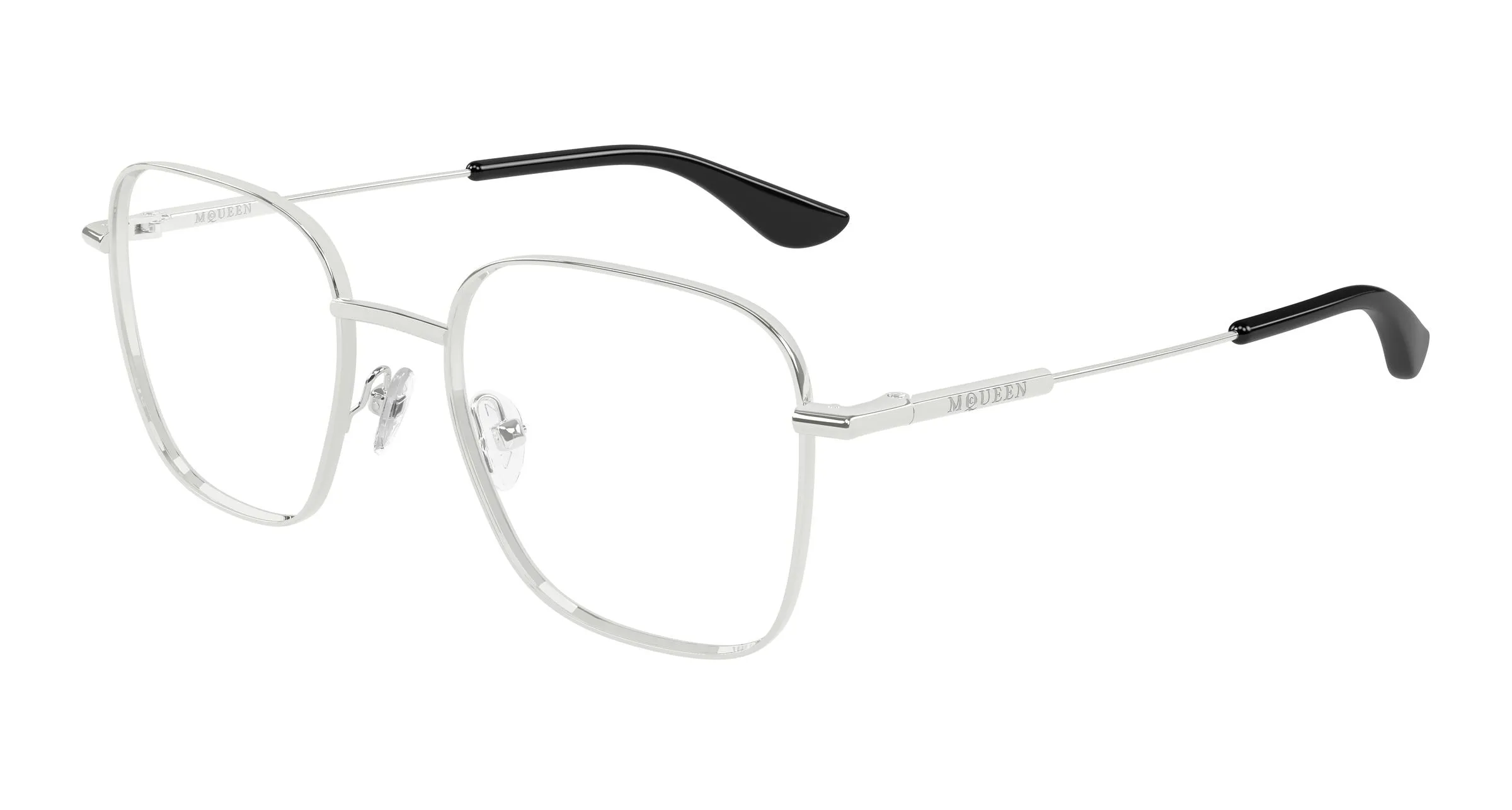 Alexander McQueen AM0565O 001 Montature da vista Metallo Argento Trasparente Squadrata - immagine 1