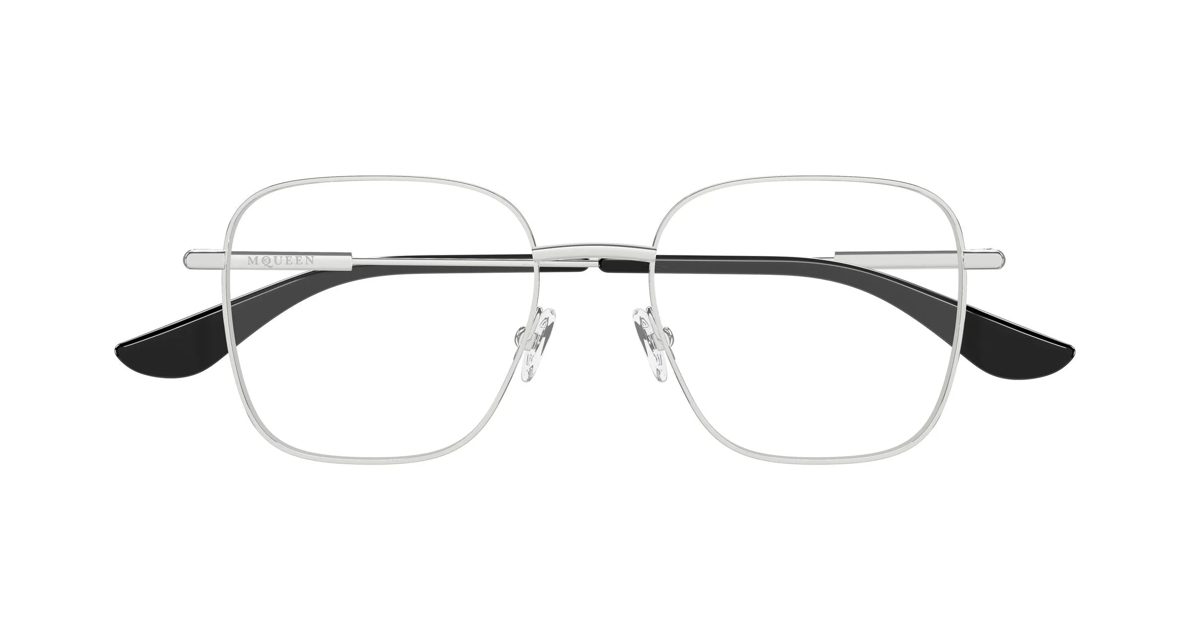 Alexander McQueen AM0565O 001 Montature da vista Metallo Argento Trasparente Squadrata - immagine 2