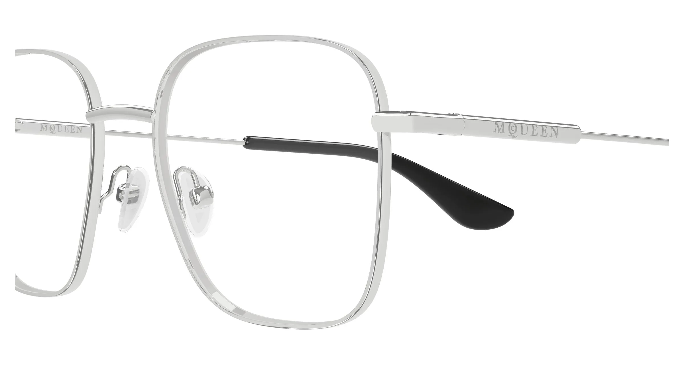 Alexander McQueen AM0565O 001 Montature da vista Metallo Argento Trasparente Squadrata - immagine 3