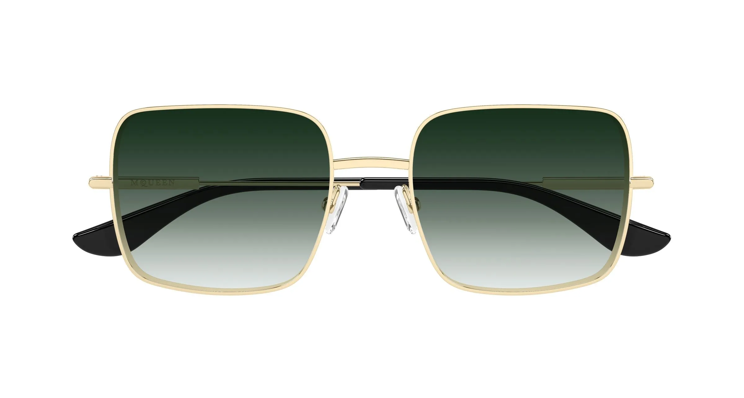 Alexander McQueen AM0564S 003 Occhiali da sole Metallo Oro Verde Squadrata - immagine 2
