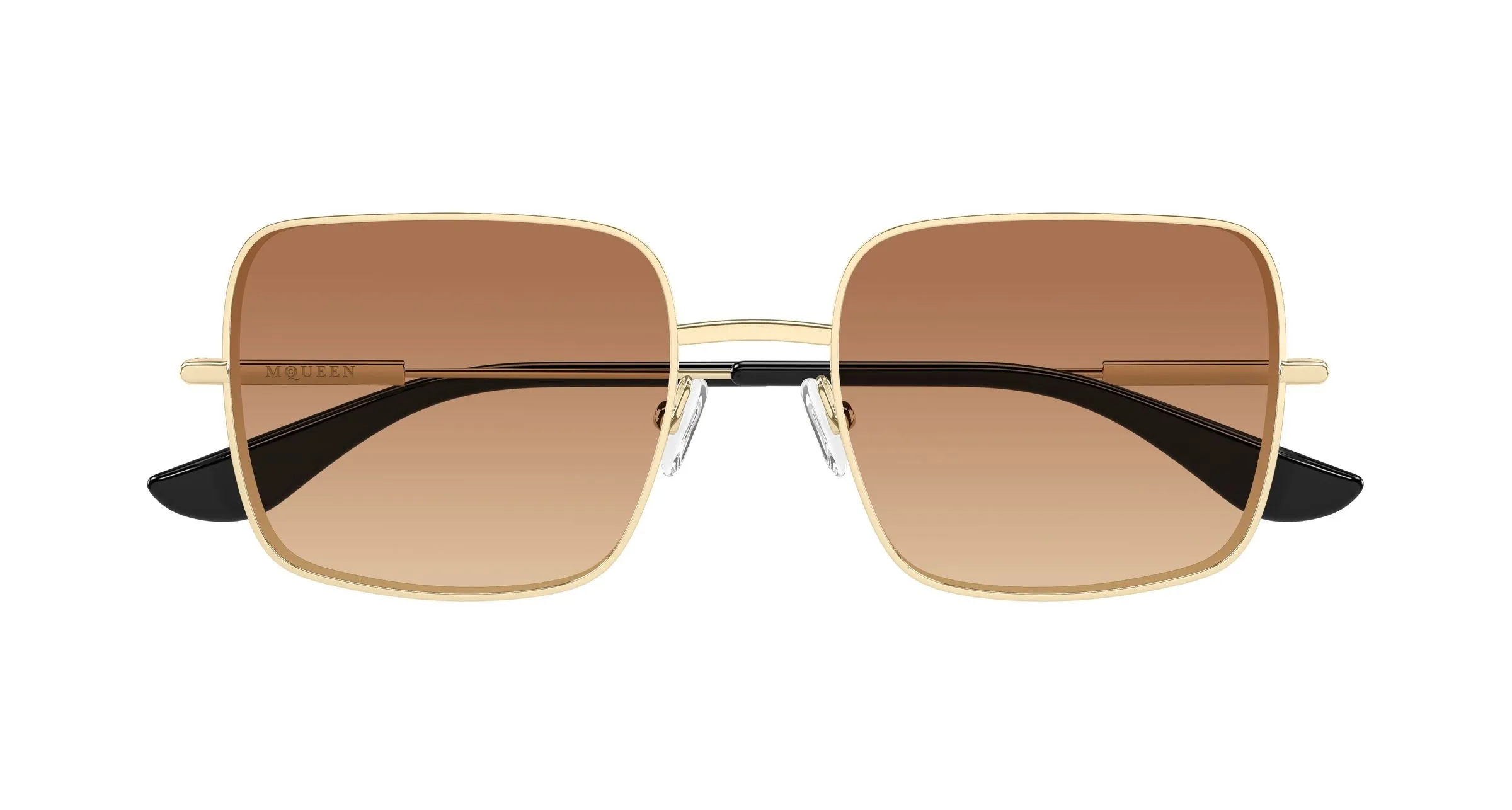 Alexander McQueen AM0564S 002 Occhiali da sole Metallo Oro Arancione Squadrata - immagine 2