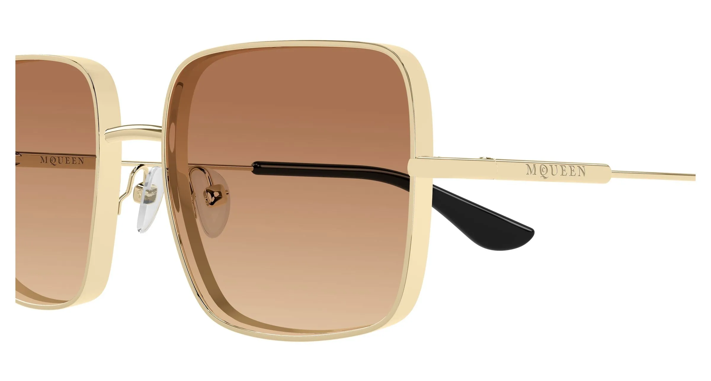 Alexander McQueen AM0564S 002 Occhiali da sole Metallo Oro Arancione Squadrata - immagine 3