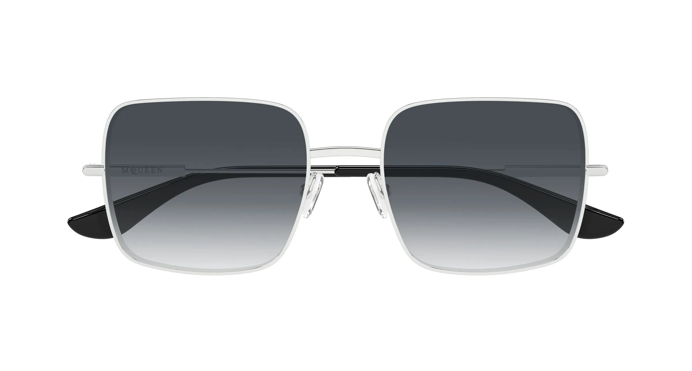 Alexander McQueen AM0564S 001 Occhiali da sole Metallo Argento Fumo Squadrata - immagine 2