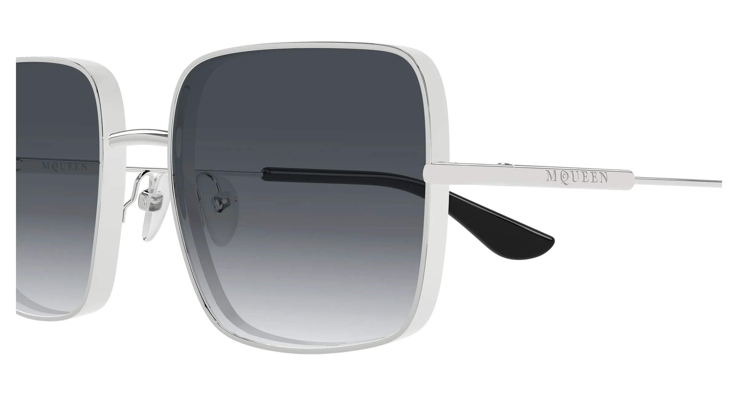 Alexander McQueen AM0564S 001 Occhiali da sole Metallo Argento Fumo Squadrata - immagine 3
