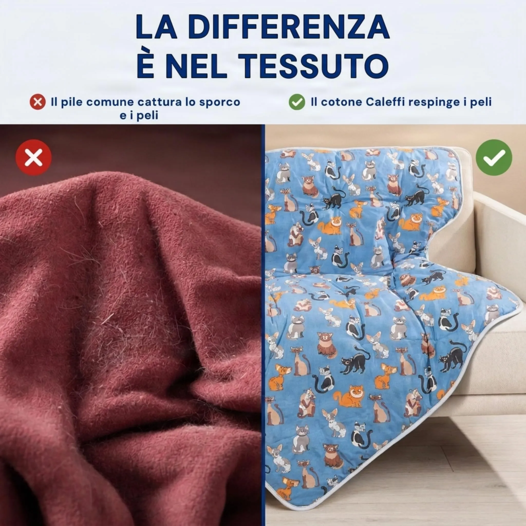 Caleffi - Copertina Gatti, Coperta Grande 130x170 cm in Cotone - immagine 3