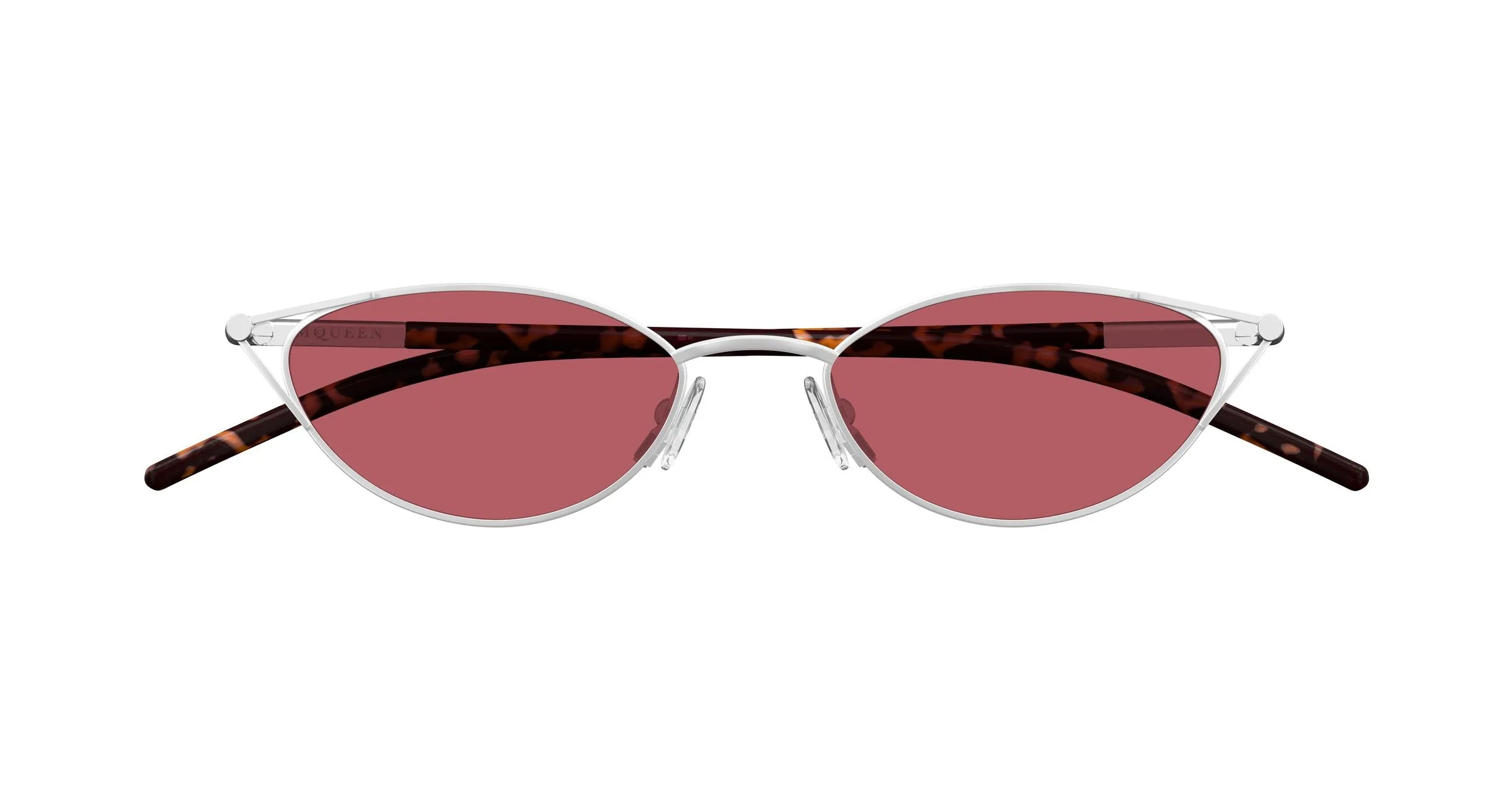 Alexander McQueen AM0563S 003 Occhiali da sole Metallo Argento Rosso Cat Eye - immagine 2