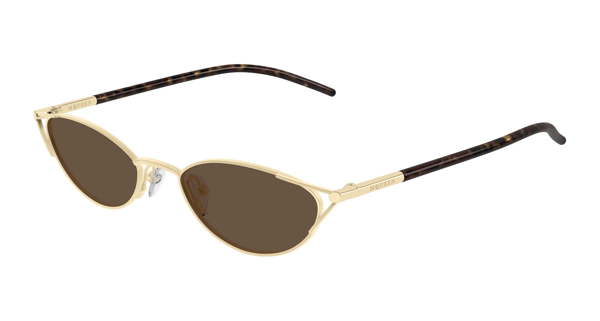Alexander McQueen AM0563S 002 Occhiali da sole Metallo Oro Marrone Cat Eye - immagine 1