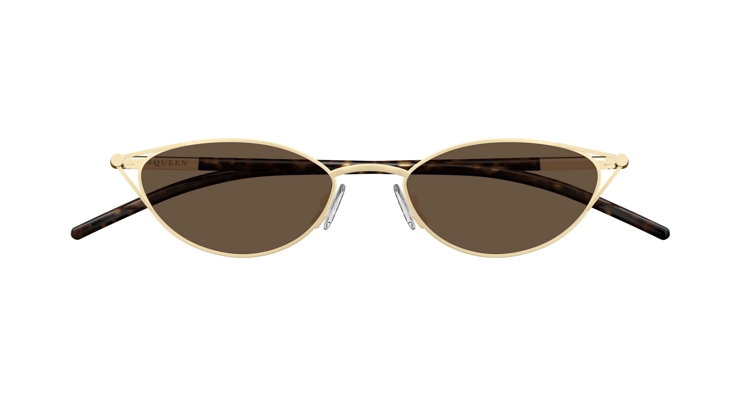 Alexander McQueen AM0563S 002 Occhiali da sole Metallo Oro Marrone Cat Eye - immagine 2