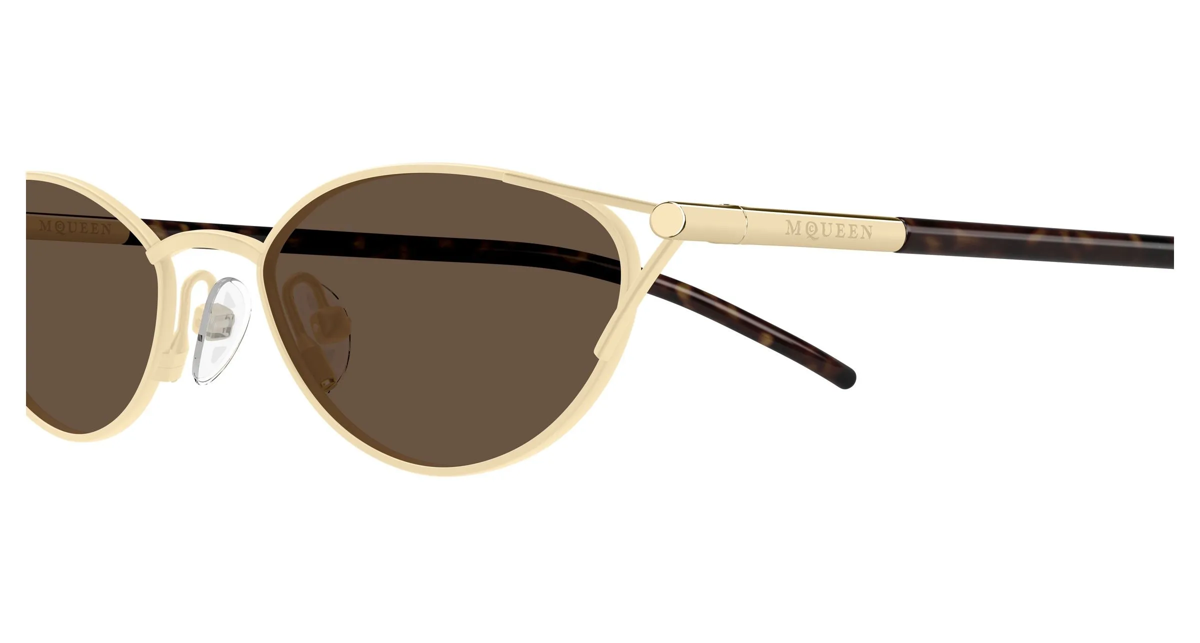 Alexander McQueen AM0563S 002 Occhiali da sole Metallo Oro Marrone Cat Eye - immagine 3