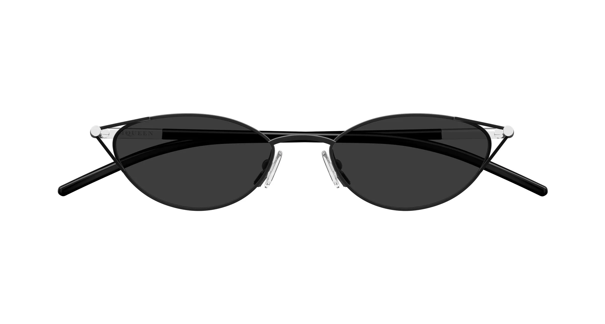 Alexander McQueen AM0563S 001 Occhiali da sole Metallo Nero Grigio Cat Eye - immagine 2
