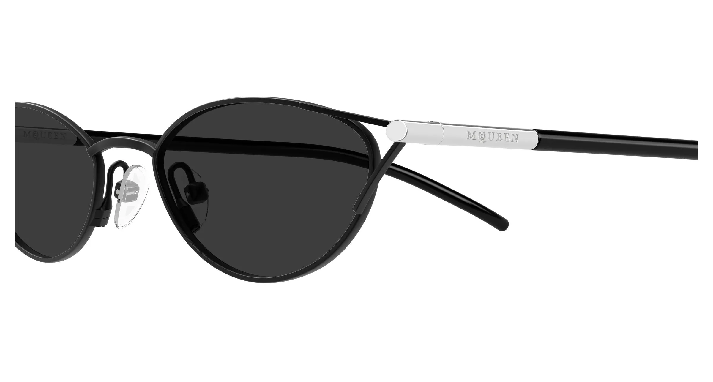 Alexander McQueen AM0563S 001 Occhiali da sole Metallo Nero Grigio Cat Eye - immagine 3