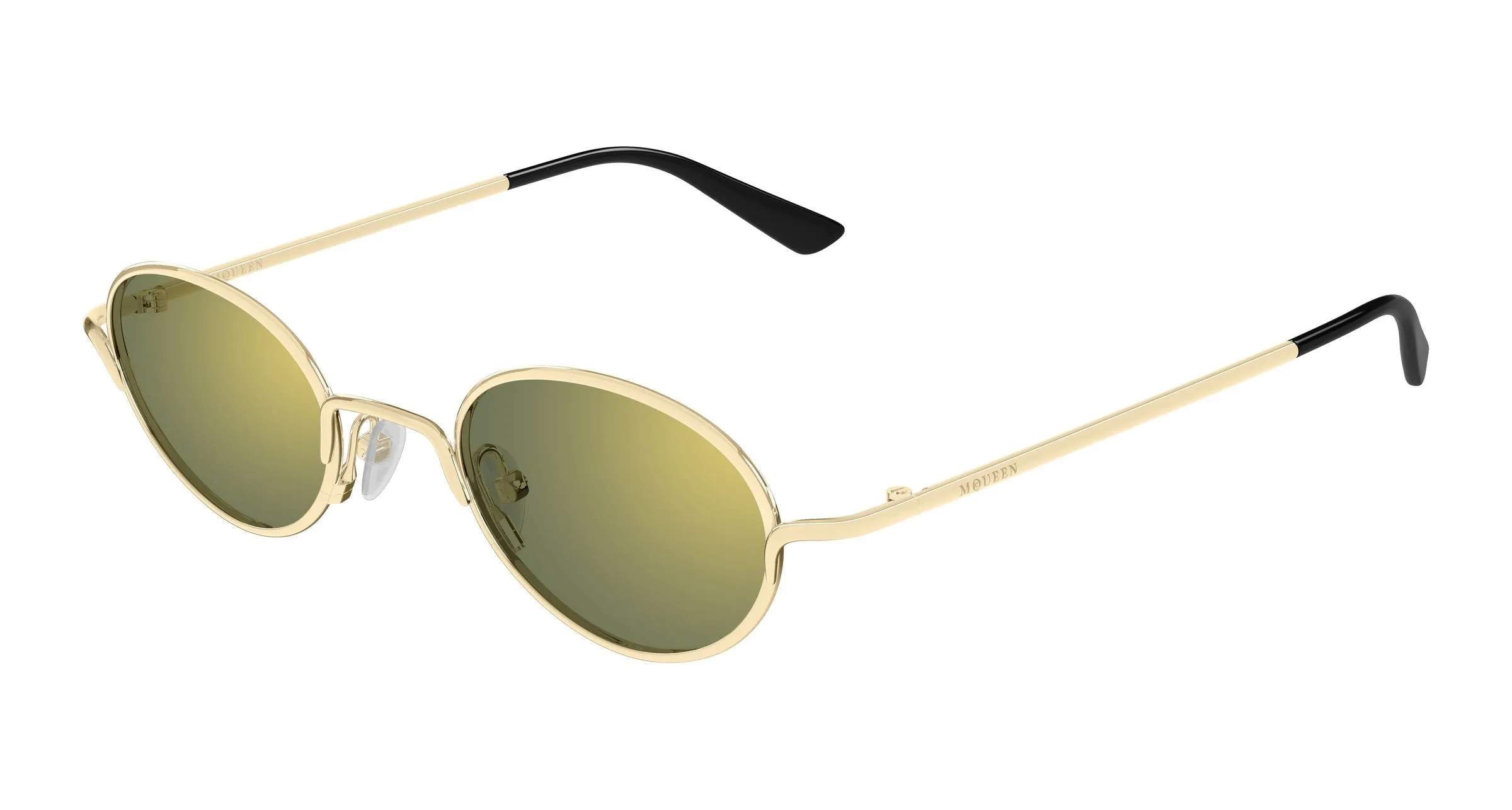 Alexander McQueen AM0562S 003 Occhiali da sole Metallo Oro Verde Rotonda - immagine 1