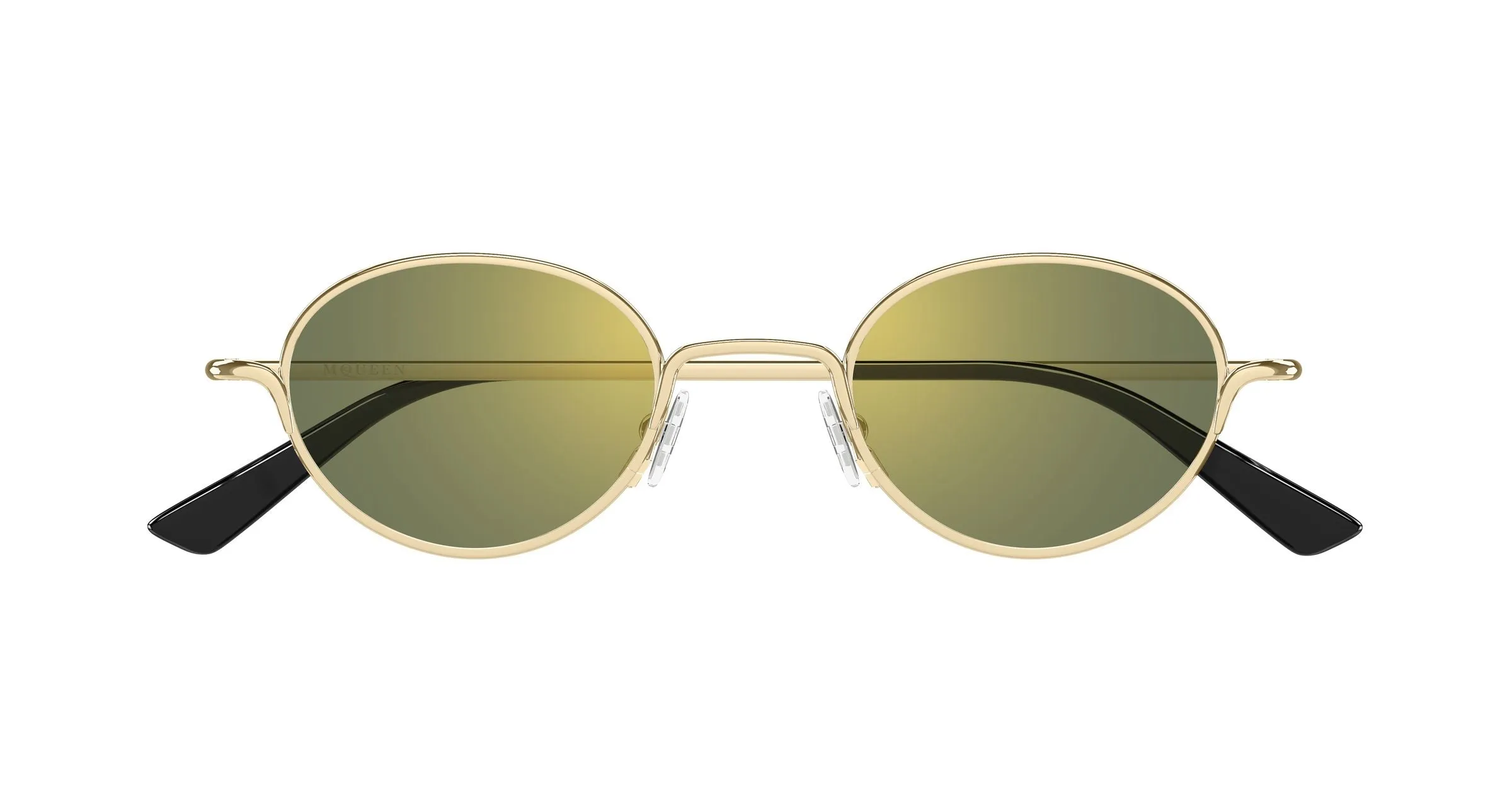 Alexander McQueen AM0562S 003 Occhiali da sole Metallo Oro Verde Rotonda - immagine 2