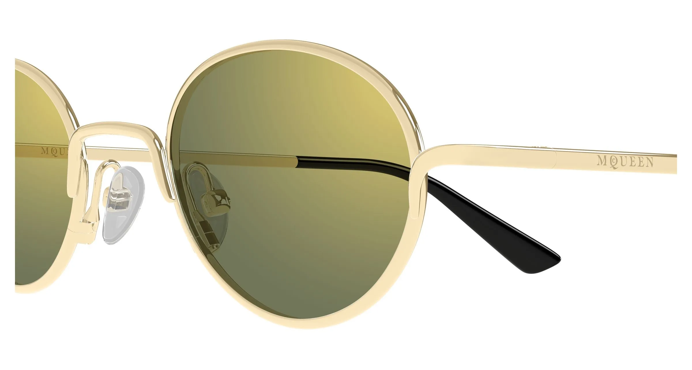 Alexander McQueen AM0562S 003 Occhiali da sole Metallo Oro Verde Rotonda - immagine 3