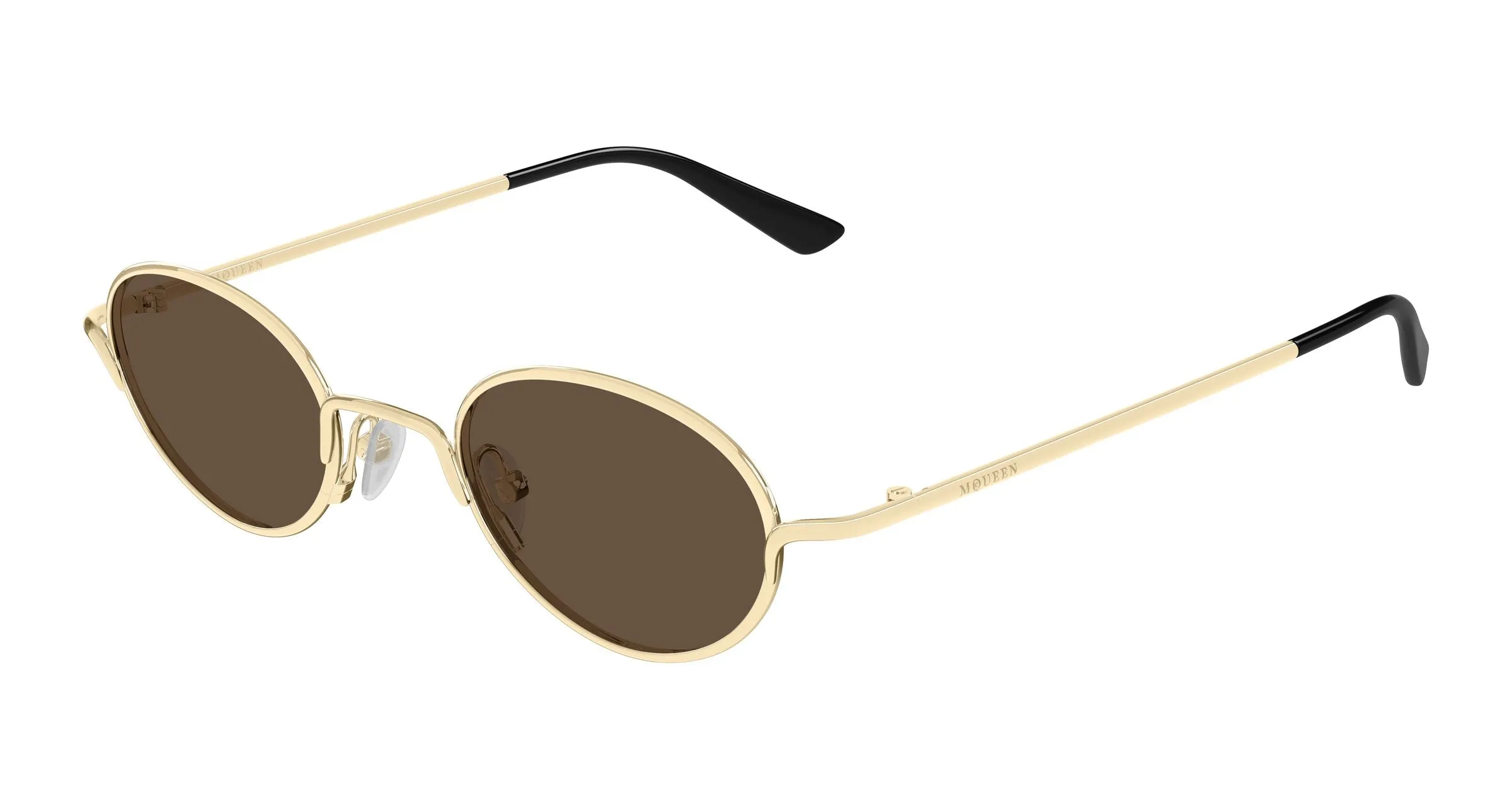 Alexander McQueen AM0562S 002 Occhiali da sole Metallo Oro Marrone Rotonda - immagine 1
