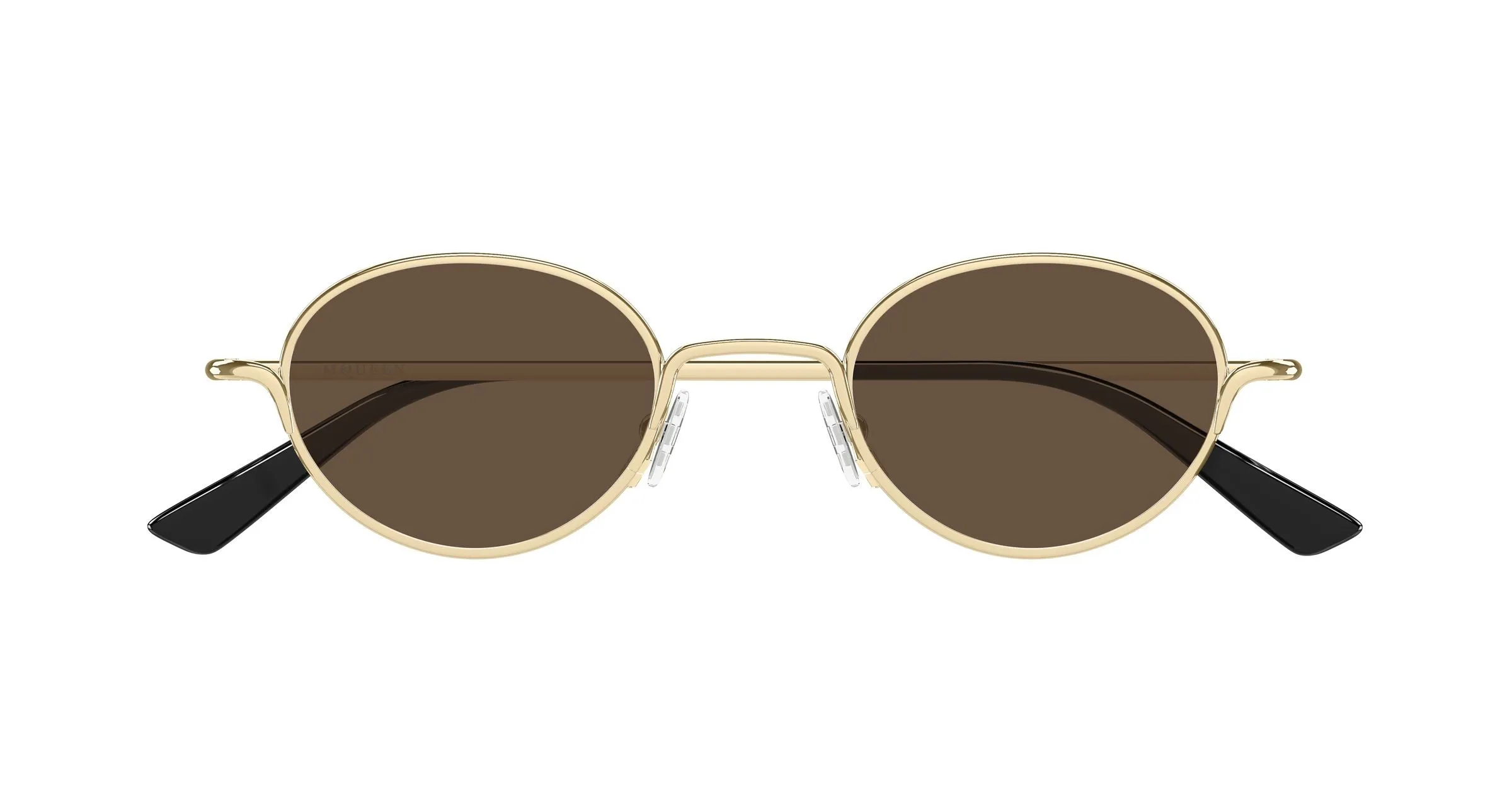 Alexander McQueen AM0562S 002 Occhiali da sole Metallo Oro Marrone Rotonda - immagine 2