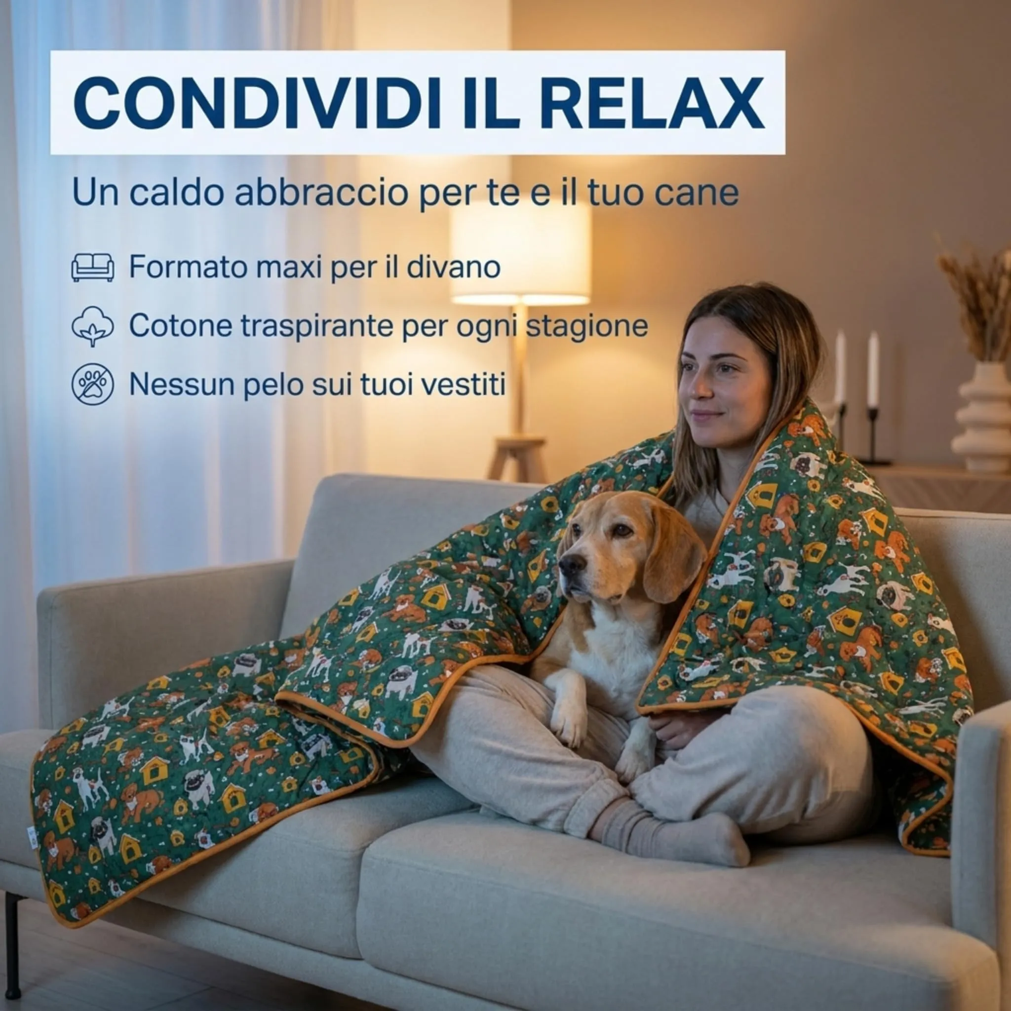 Caleffi - Copertina Cani, Coperta Grande 130x170 cm in Cotone - immagine 7