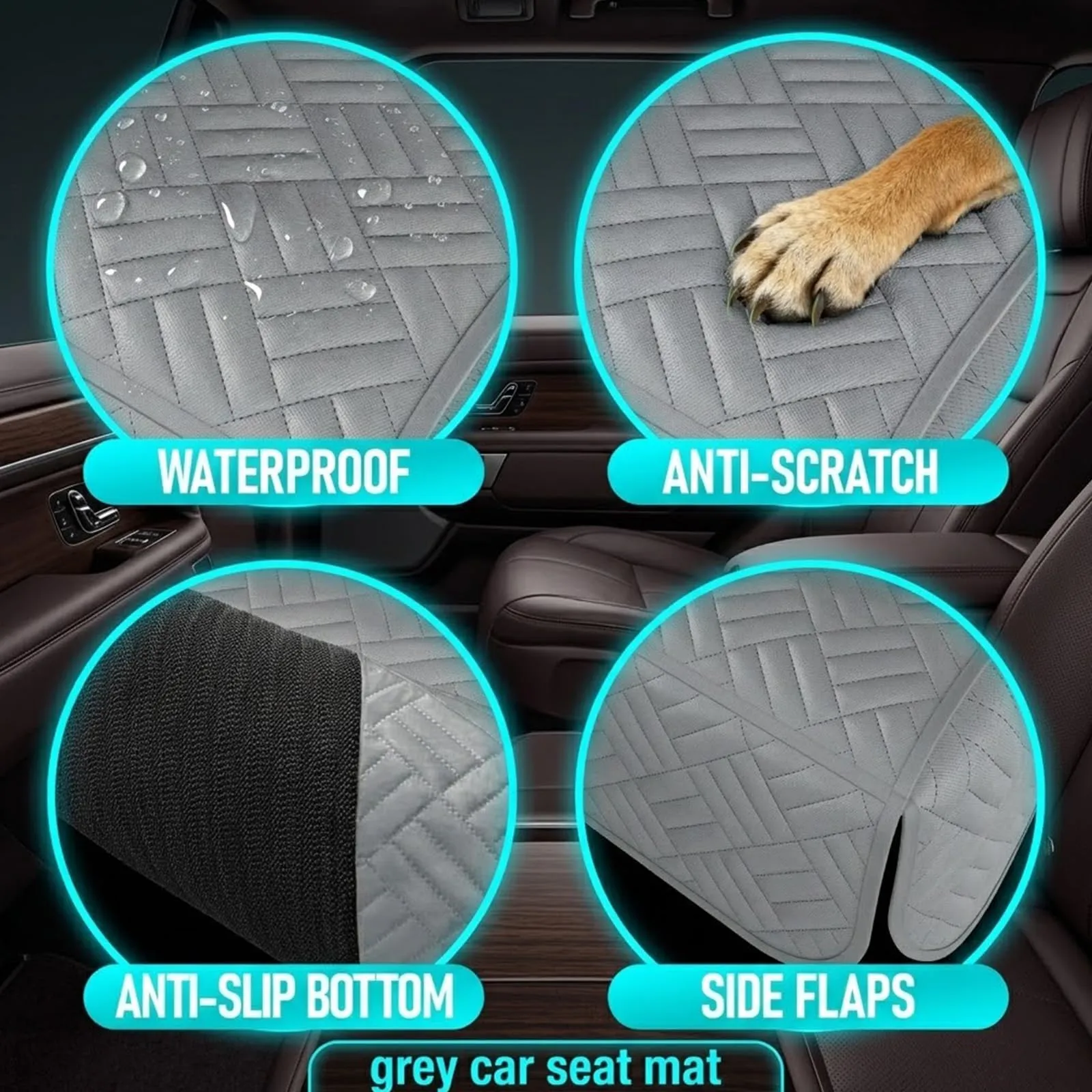 Eosarcu Coprisedile Auto per Cani, 600D, Telo Auto per Cani, 132x47x55.9cm - immagine 3