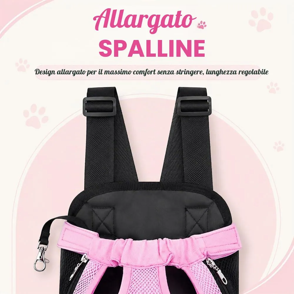 Zaino per Animali Domestici,HIOQFR Marsupio Porta Cane Gatto Regolabile - immagine 4