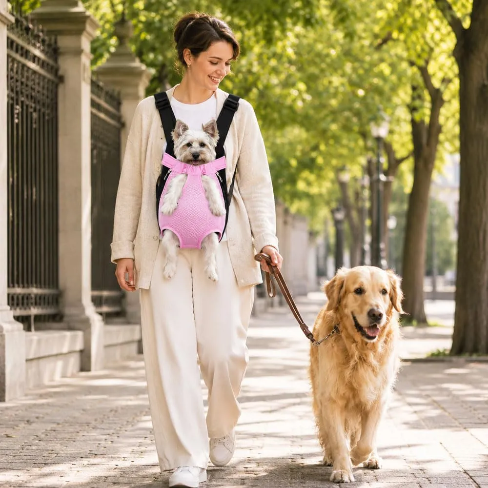 Zaino per Animali Domestici,HIOQFR Marsupio Porta Cane Gatto Regolabile - immagine 6