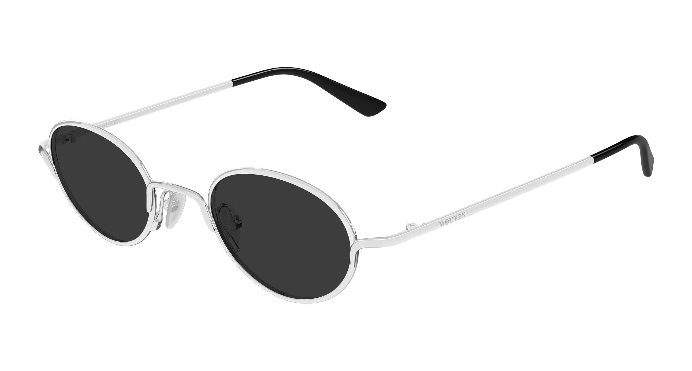 Alexander McQueen AM0562S 001 Occhiali da sole Metallo Argento Grigio Rotonda - immagine 1