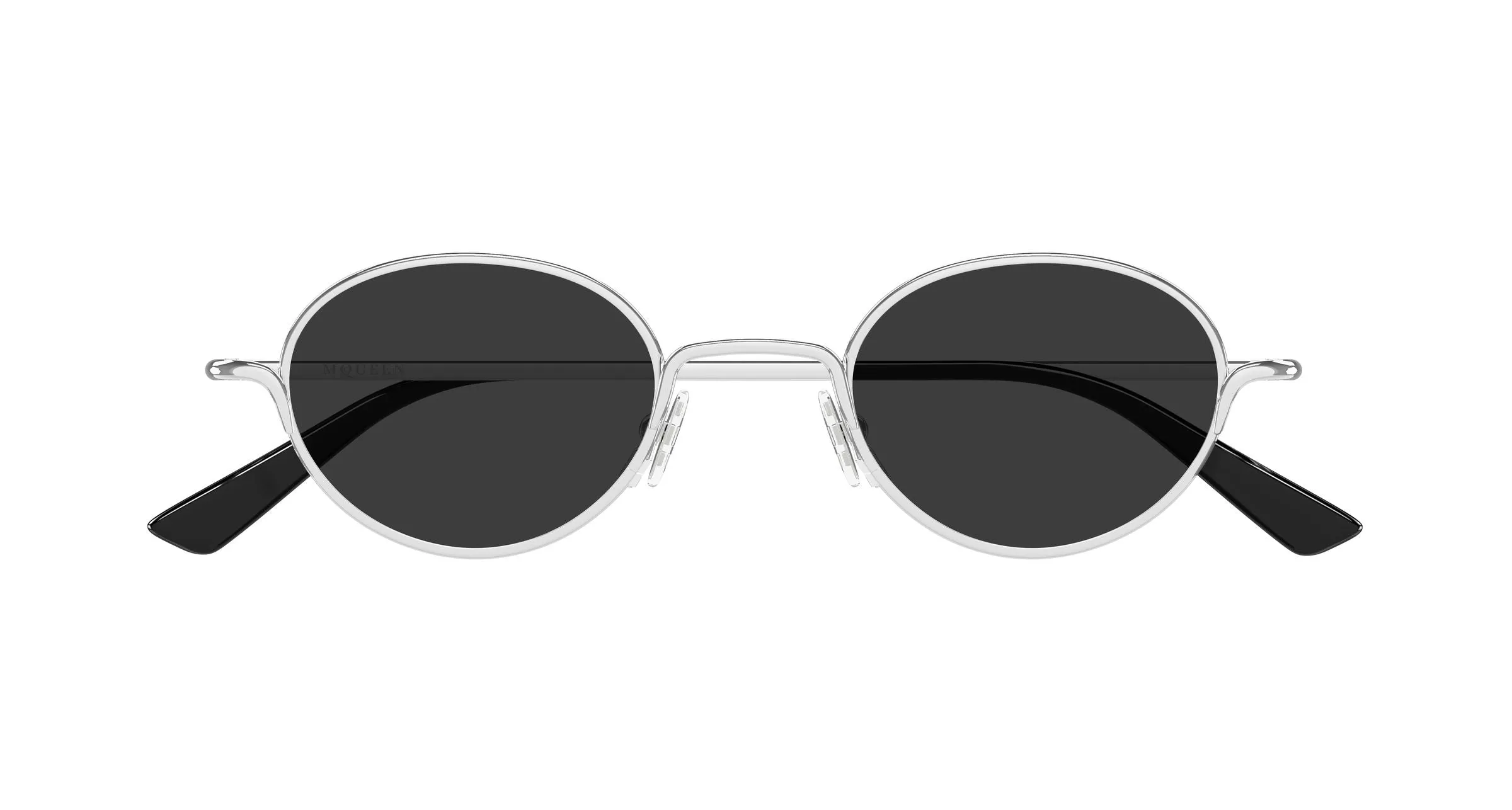 Alexander McQueen AM0562S 001 Occhiali da sole Metallo Argento Grigio Rotonda - immagine 2
