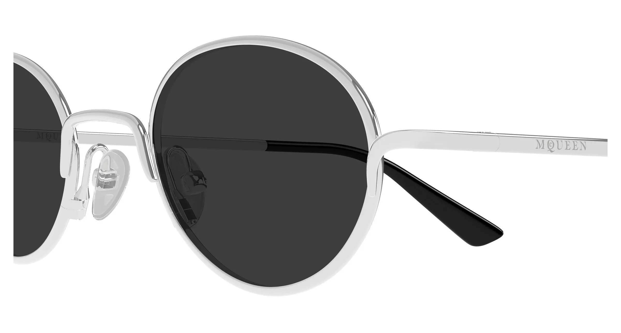 Alexander McQueen AM0562S 001 Occhiali da sole Metallo Argento Grigio Rotonda - immagine 3