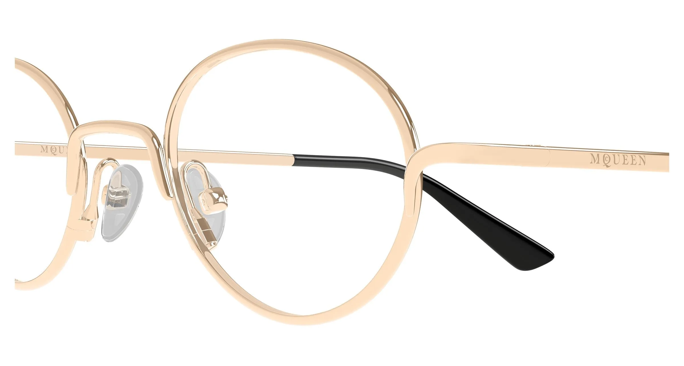 Alexander McQueen AM0562O 004 Montature da vista Metallo Oro Trasparente Rotonda - immagine 3