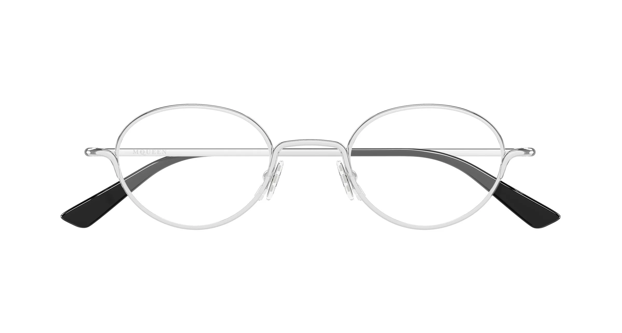 Alexander McQueen AM0562O 001 Montature da vista Metallo Argento Trasparente Rotonda - immagine 2
