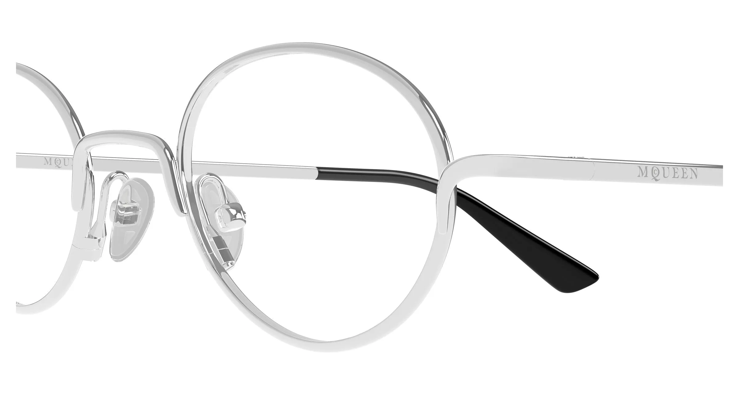 Alexander McQueen AM0562O 001 Montature da vista Metallo Argento Trasparente Rotonda - immagine 3