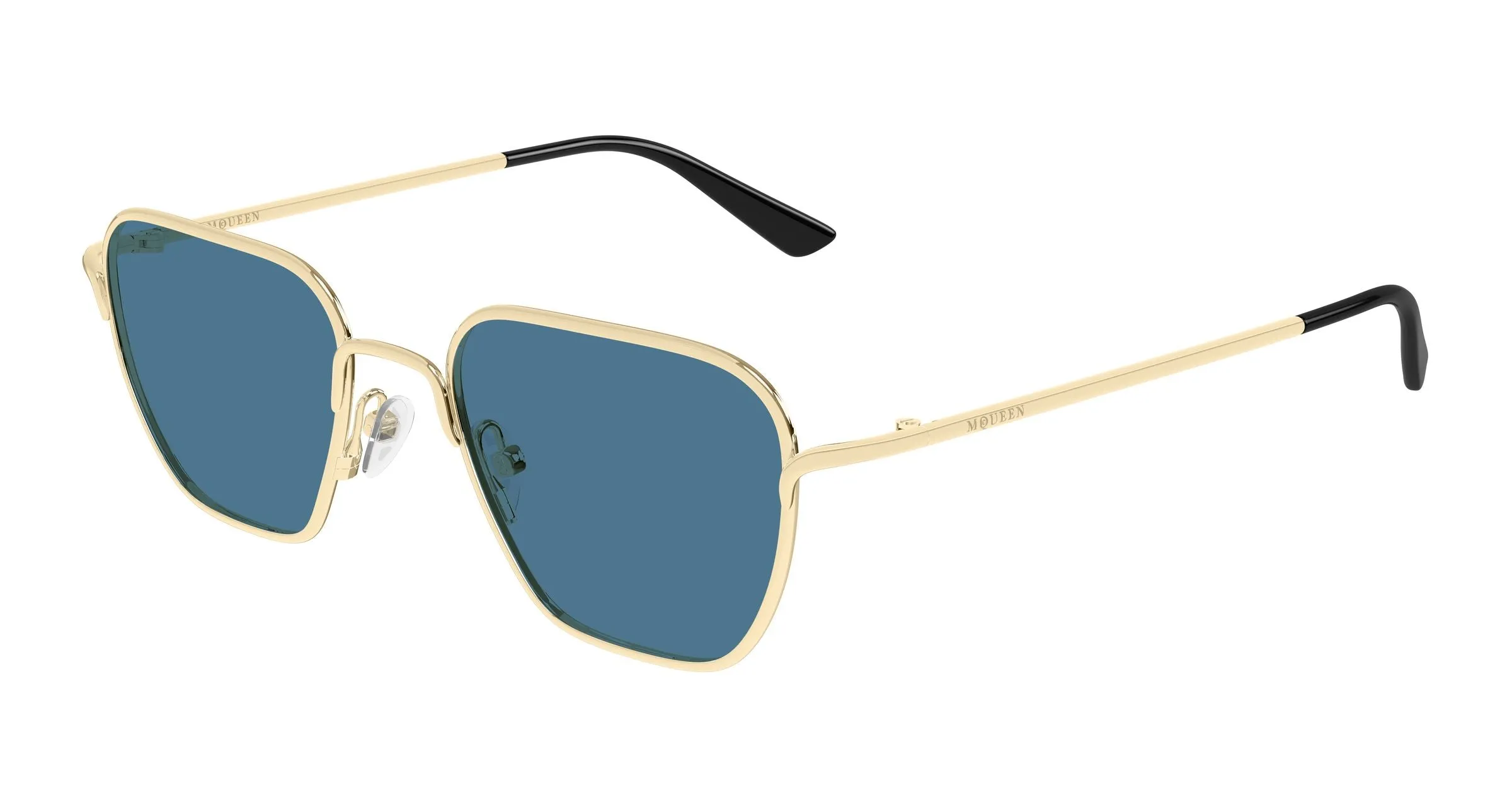 Alexander McQueen AM0561S 004 Occhiali da sole Metallo Oro Blu Squadrata - immagine 1