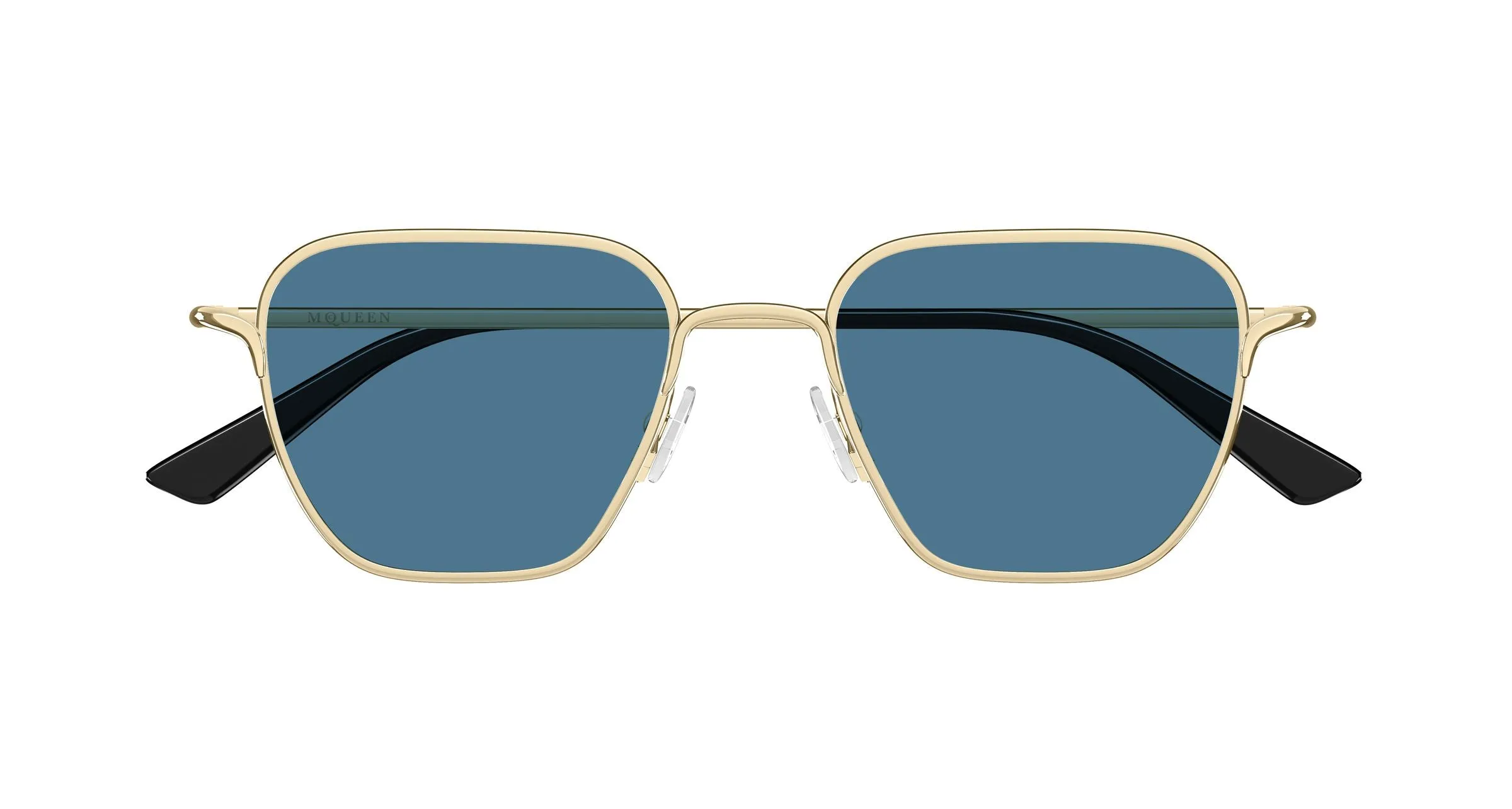 Alexander McQueen AM0561S 004 Occhiali da sole Metallo Oro Blu Squadrata - immagine 2