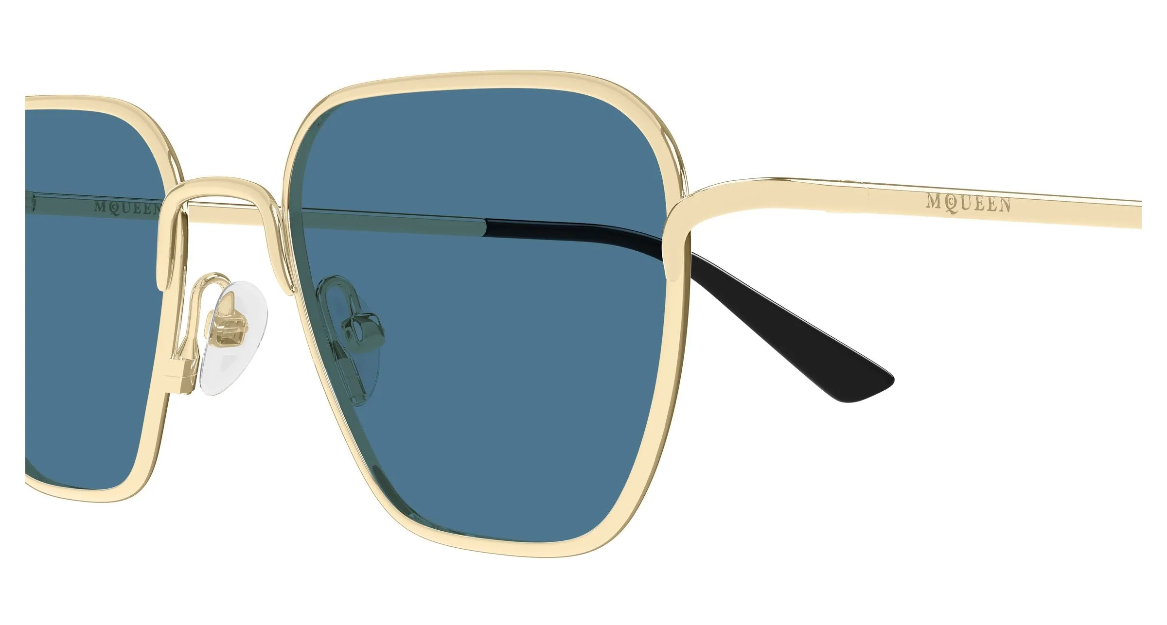 Alexander McQueen AM0561S 004 Occhiali da sole Metallo Oro Blu Squadrata - immagine 3