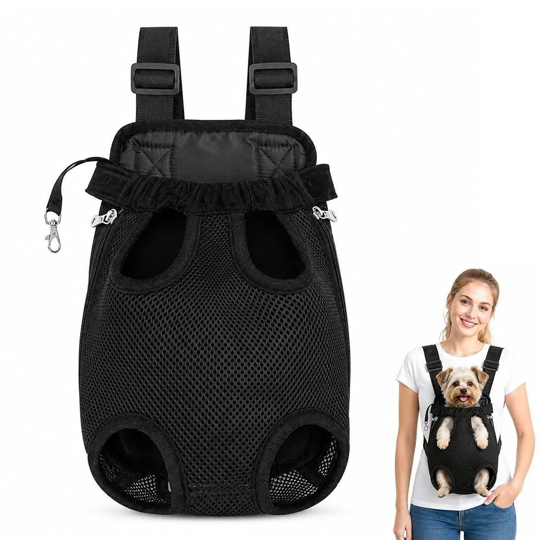 Tomedeks Zaino per Cani e Gatt, in Rete Traspirante e Comoda Tracolla Porta Animali Domestici, per Cane/Gatto Fino a 6.5 KG - immagine 1