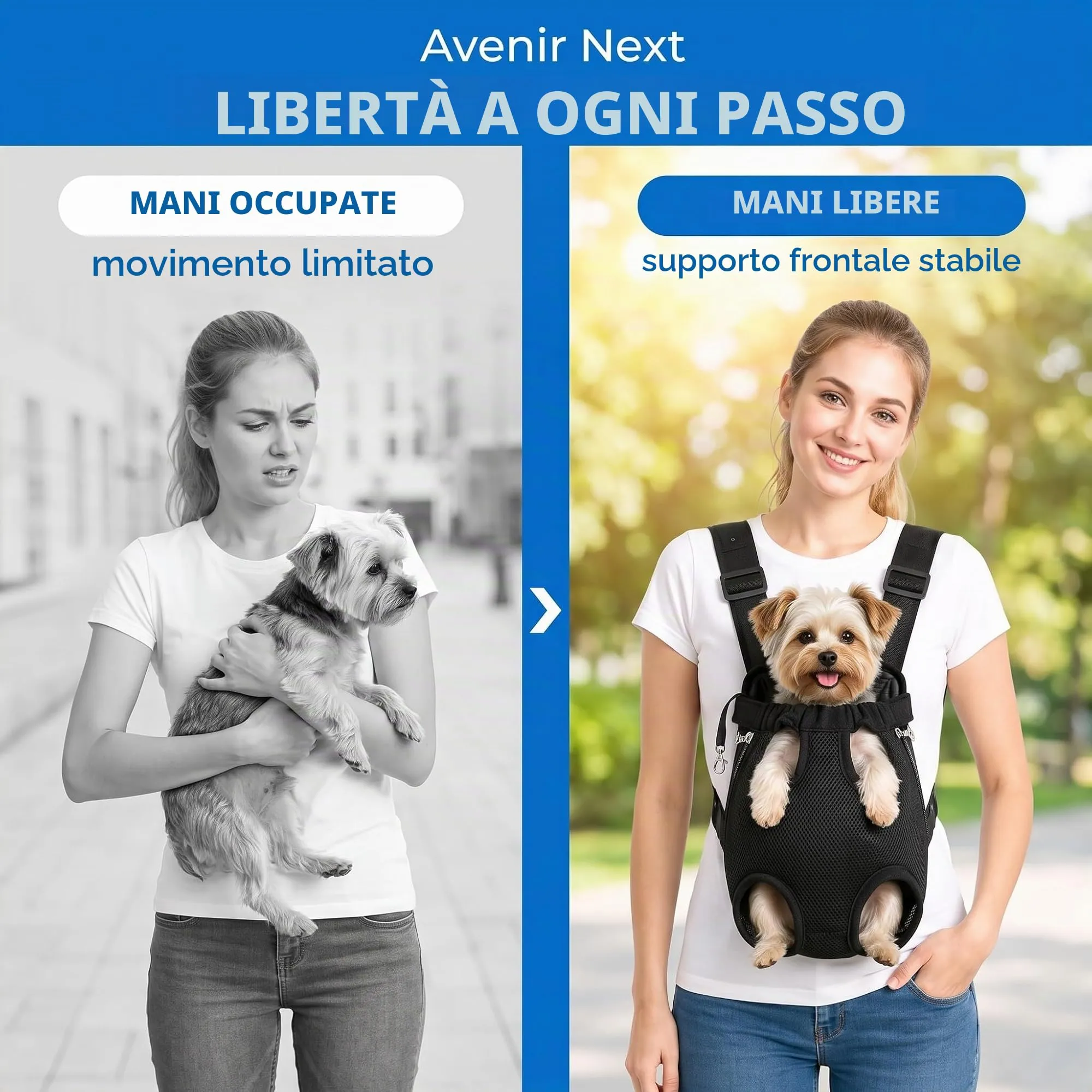 Tomedeks Zaino per Cani e Gatt, in Rete Traspirante e Comoda Tracolla Porta Animali Domestici, per Cane/Gatto Fino a 6.5 KG - immagine 4