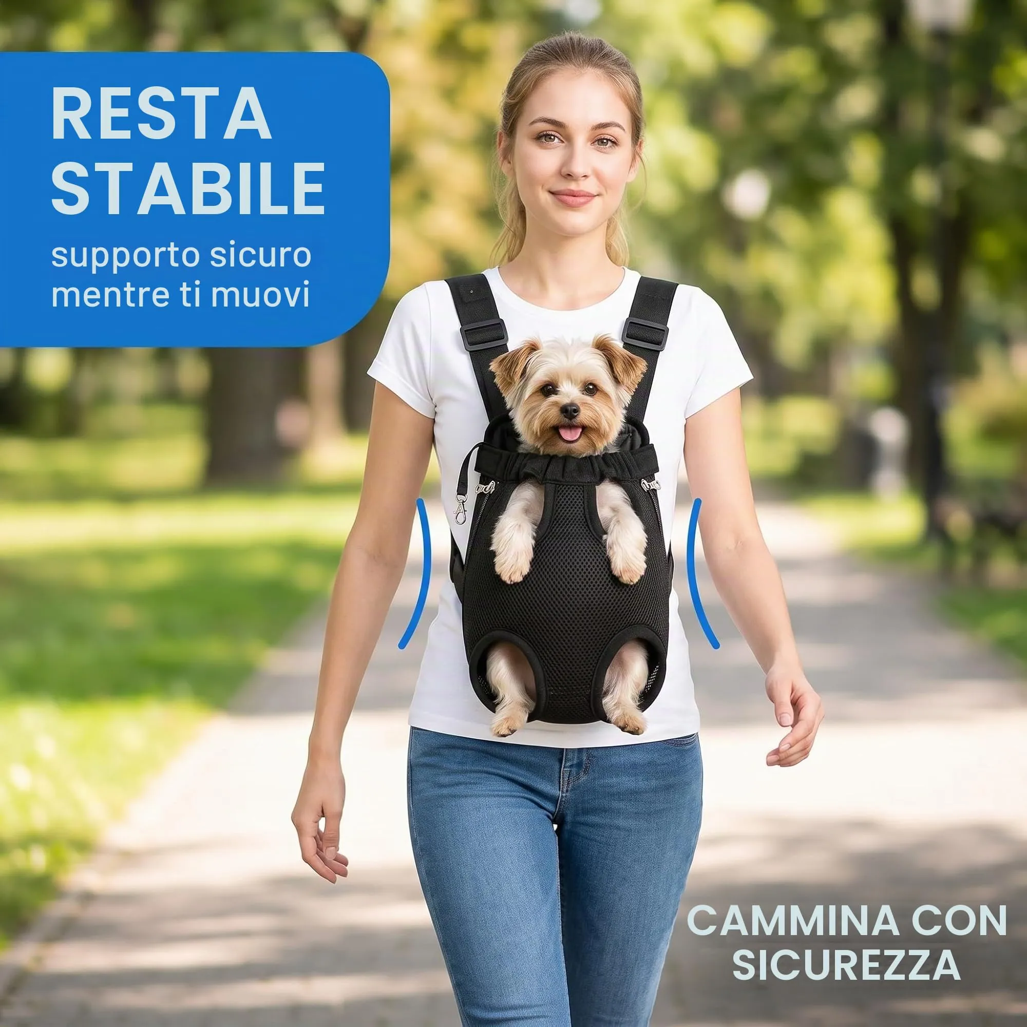 Tomedeks Zaino per Cani e Gatt, in Rete Traspirante e Comoda Tracolla Porta Animali Domestici, per Cane/Gatto Fino a 6.5 KG - immagine 5