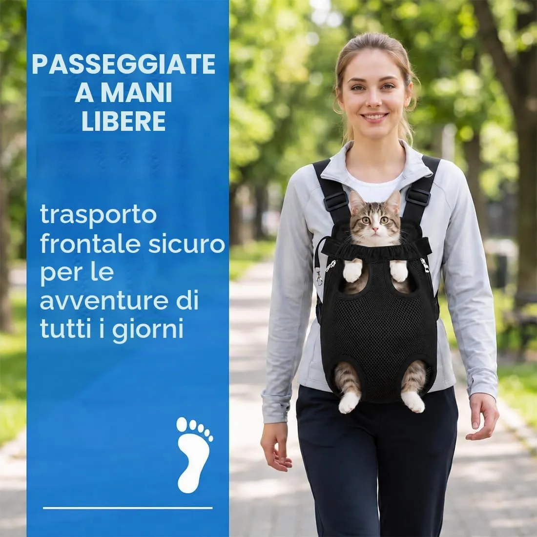 Tomedeks Zaino per Cani e Gatt, in Rete Traspirante e Comoda Tracolla Porta Animali Domestici, per Cane/Gatto Fino a 6.5 KG - immagine 6