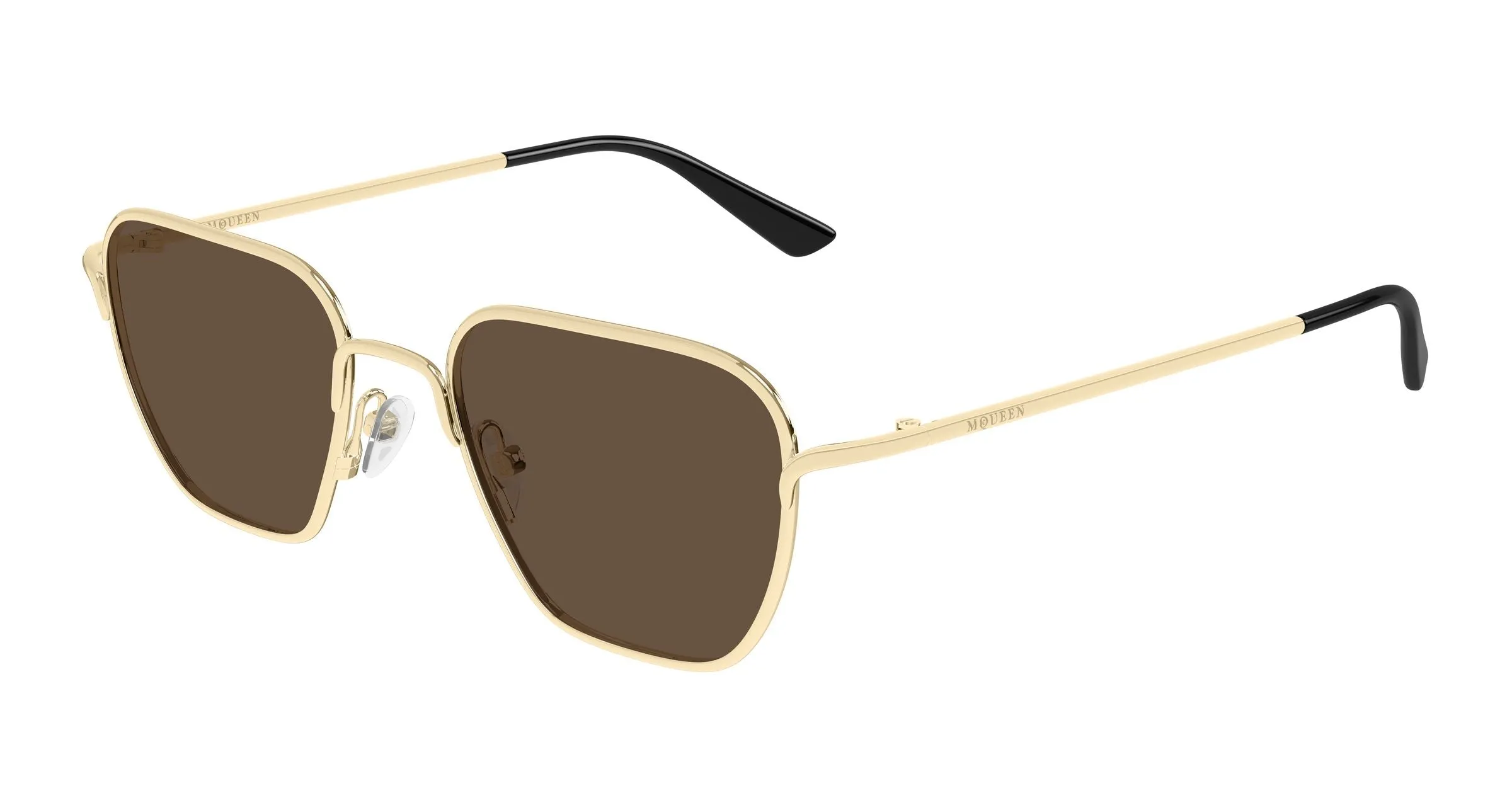 Alexander McQueen AM0561S 002 Occhiali da sole Metallo Oro Marrone Squadrata - immagine 1